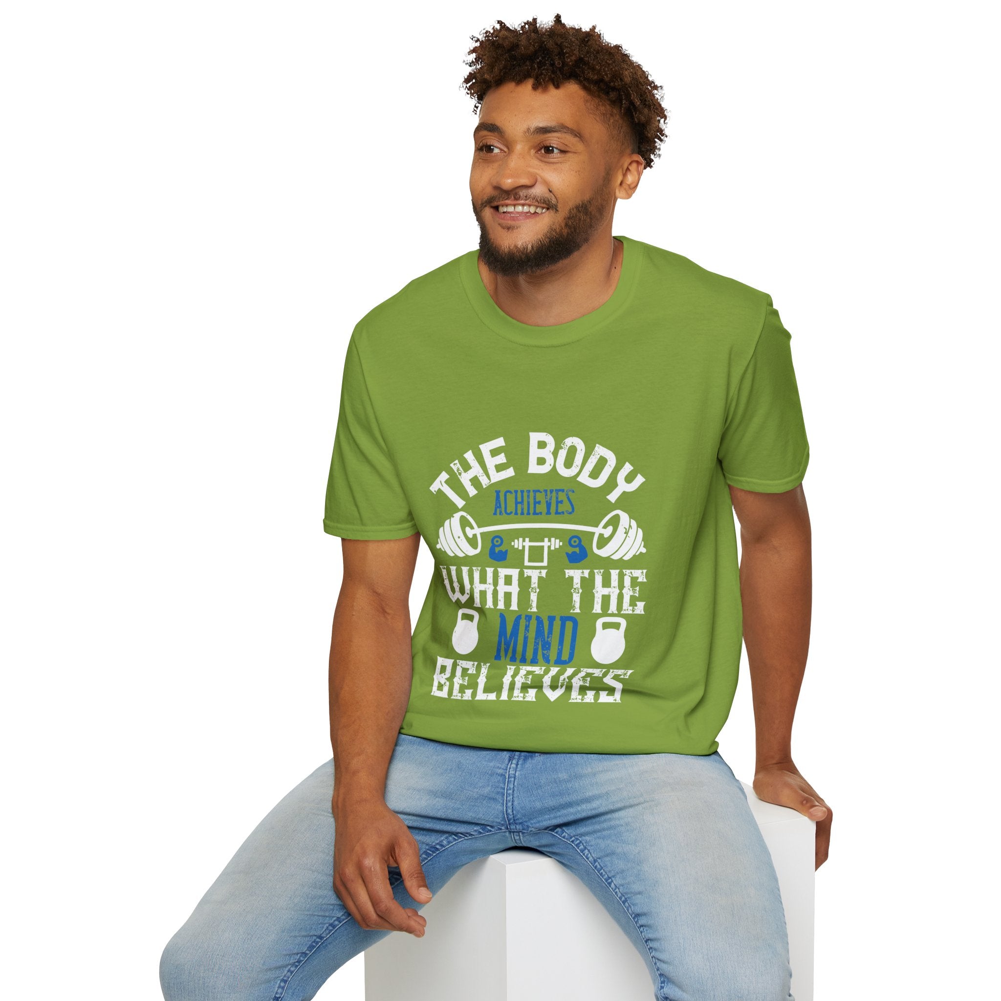 "The body achieves what the mind believes" Unisex Soft style T-Shirt