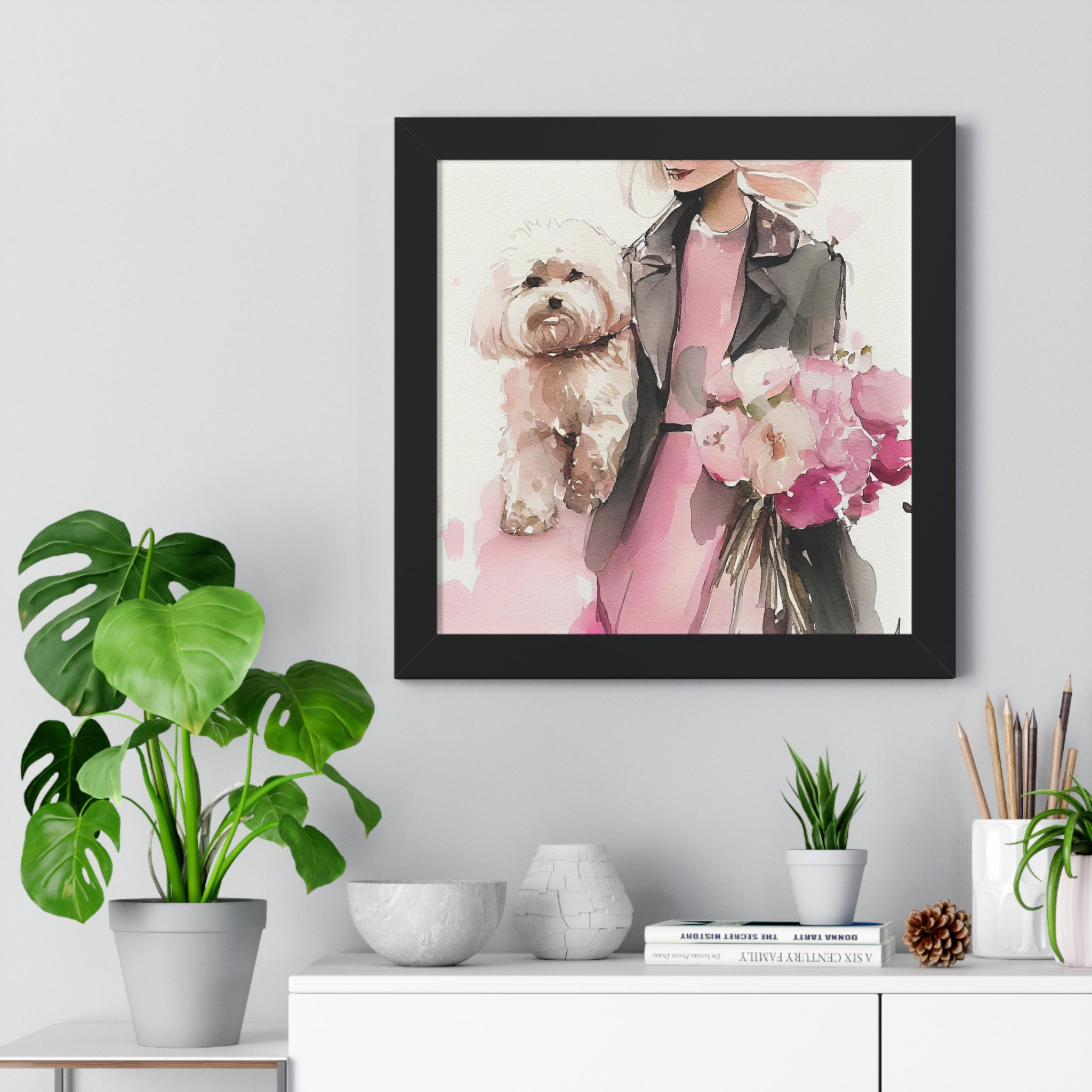 "BLONDE LADY MALTIPOO SUNGLASSES" Framed Vertical Poster