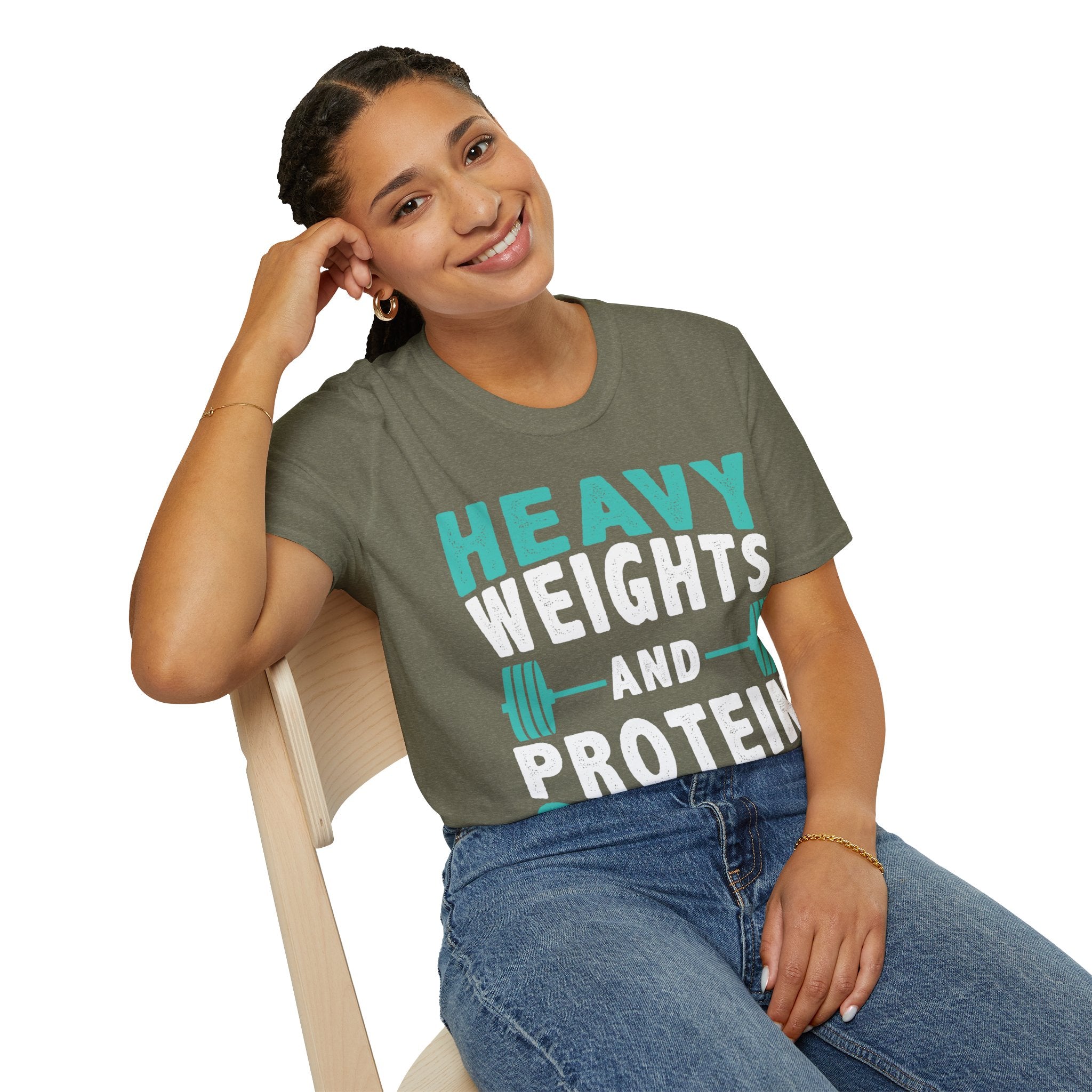 "Heavy Weights And Proteins Shakes" Unisex Soft Style T-Shirt