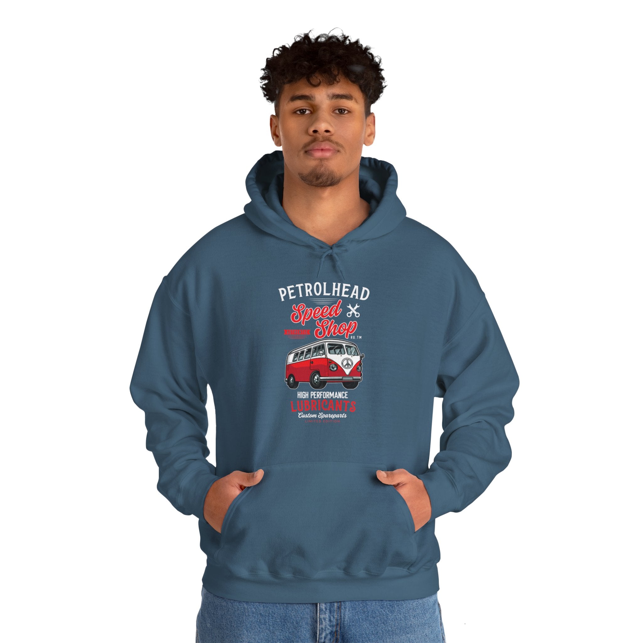 "PETROLHEAD SPEED SHOP LUBRICANTS" Unisex Heavy Blend™ Hooded Sweatshirt