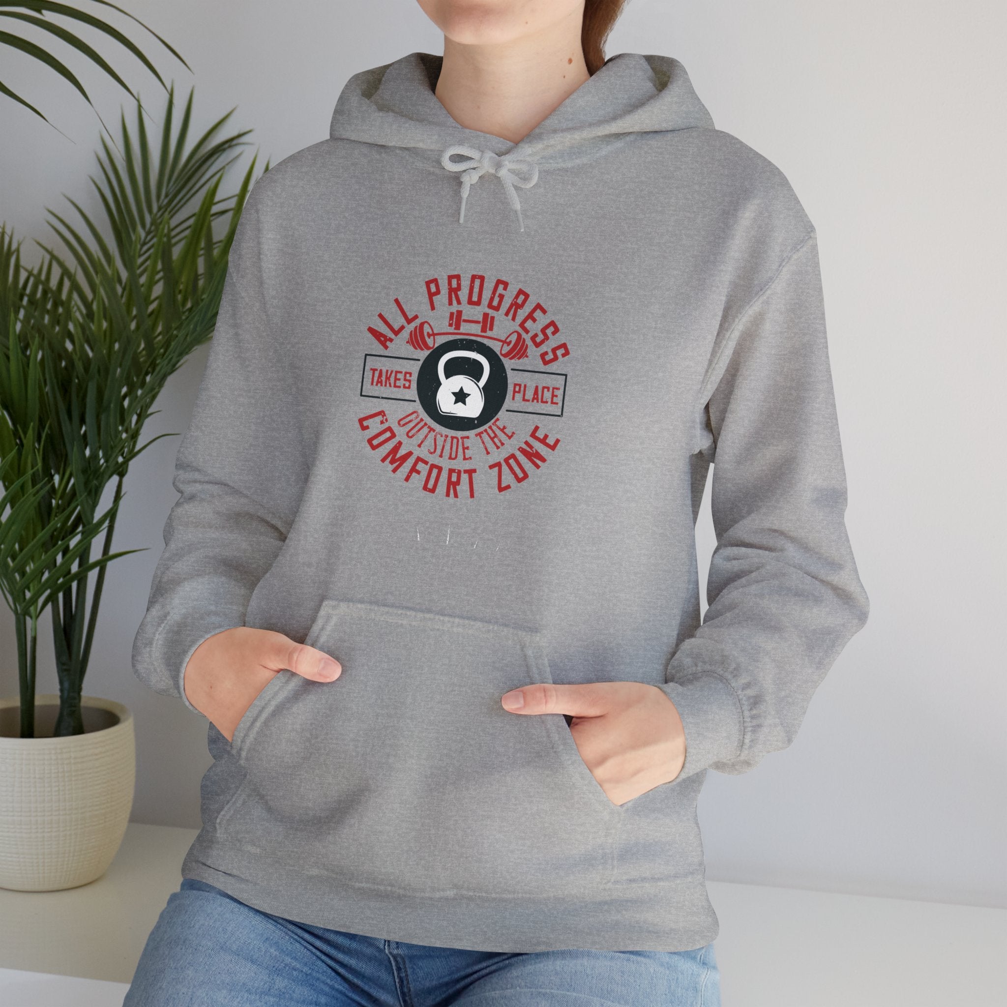 "All ProgressTakes Place Outside Of Comfort Zone" Unisex Heavy Blend™ Hooded Sweatshirt