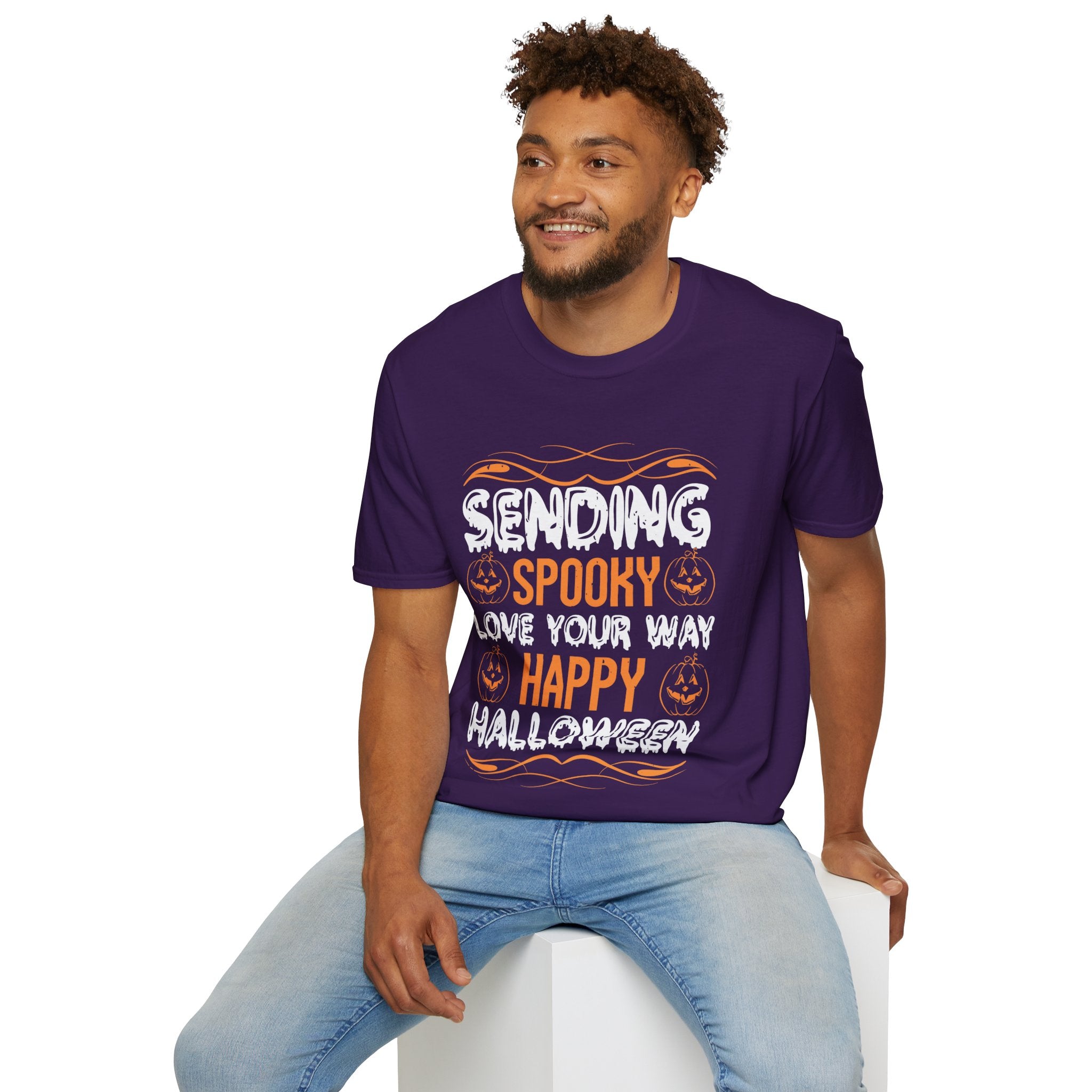 "SENDING SPOOKY LOVE YOUR WAY HAPPY HALLOWEEN" Unisex Soft style T-Shirt