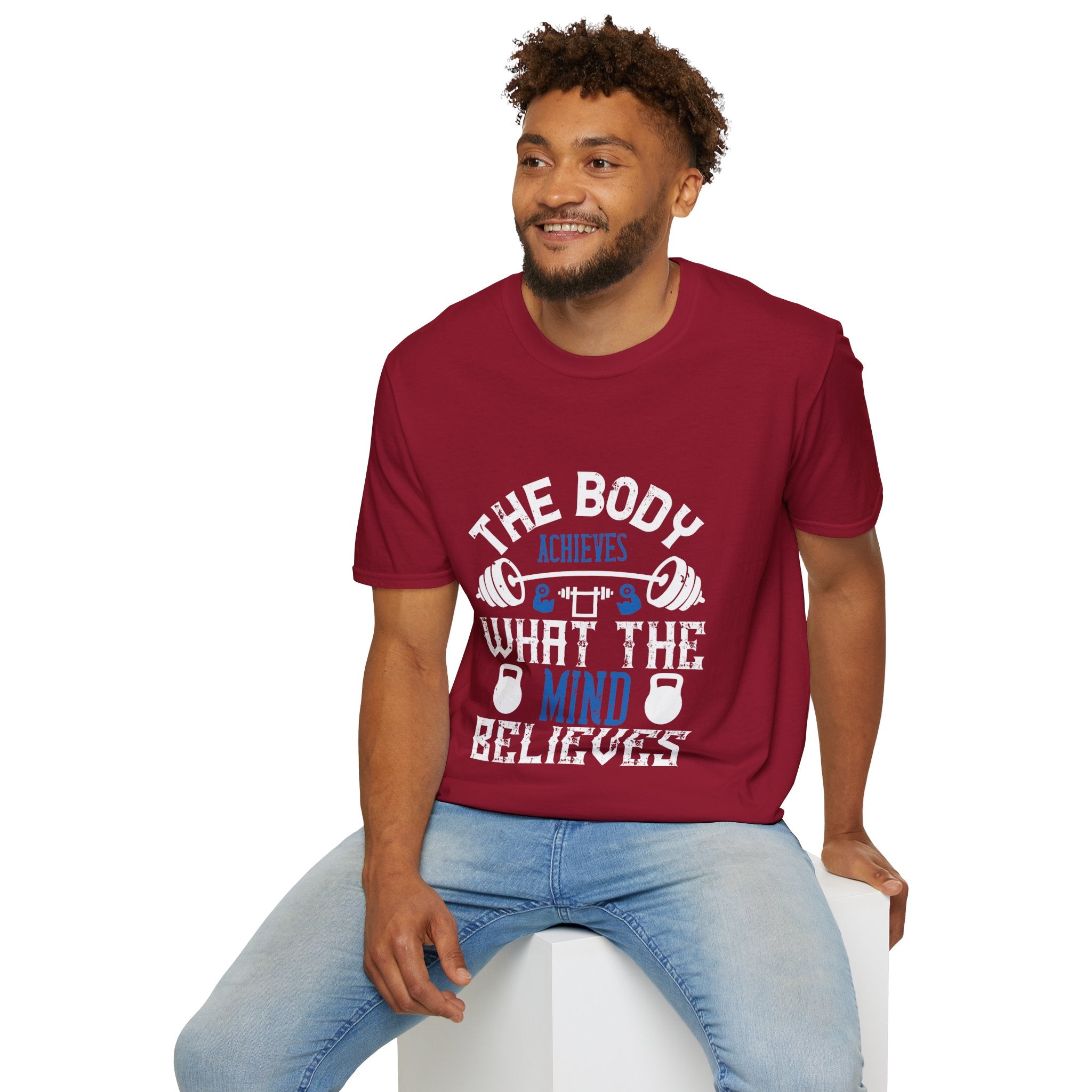 "The body achieves what the mind believes" Unisex Soft style T-Shirt