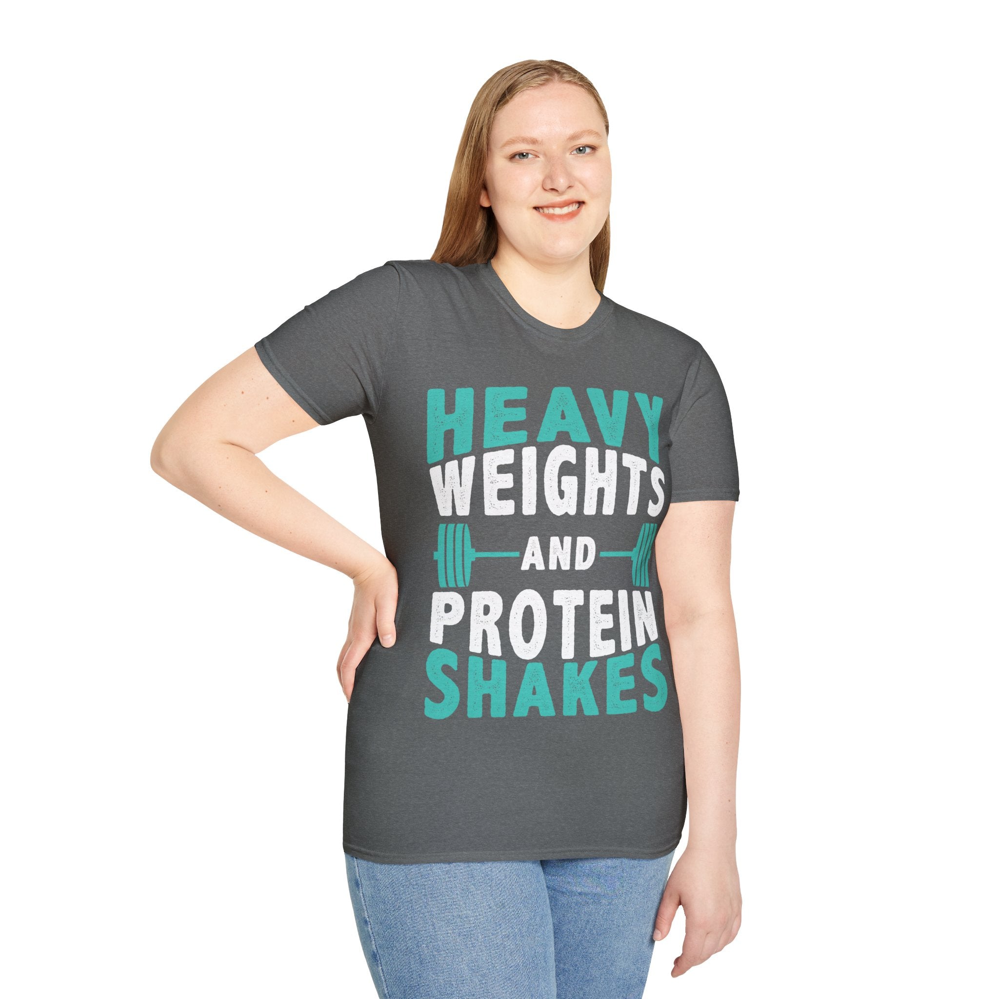 "Heavy Weights And Proteins Shakes" Unisex Soft Style T-Shirt