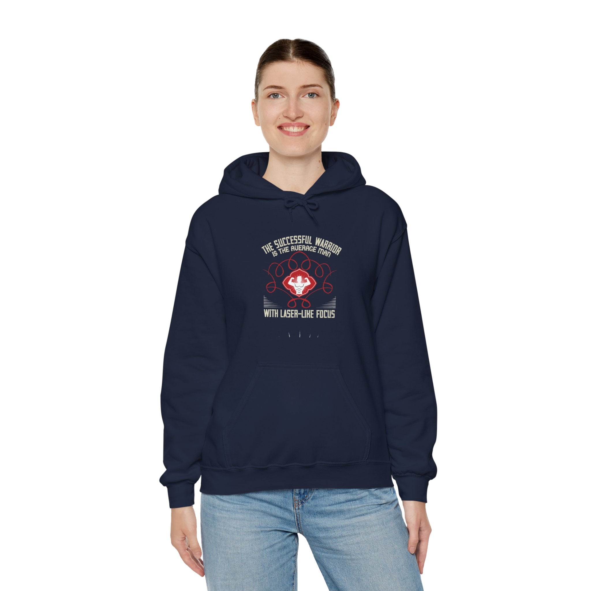 "The successful warrior is the average man, with laser-like focus" Unisex Heavy Blend™ Hooded Sweatshirt