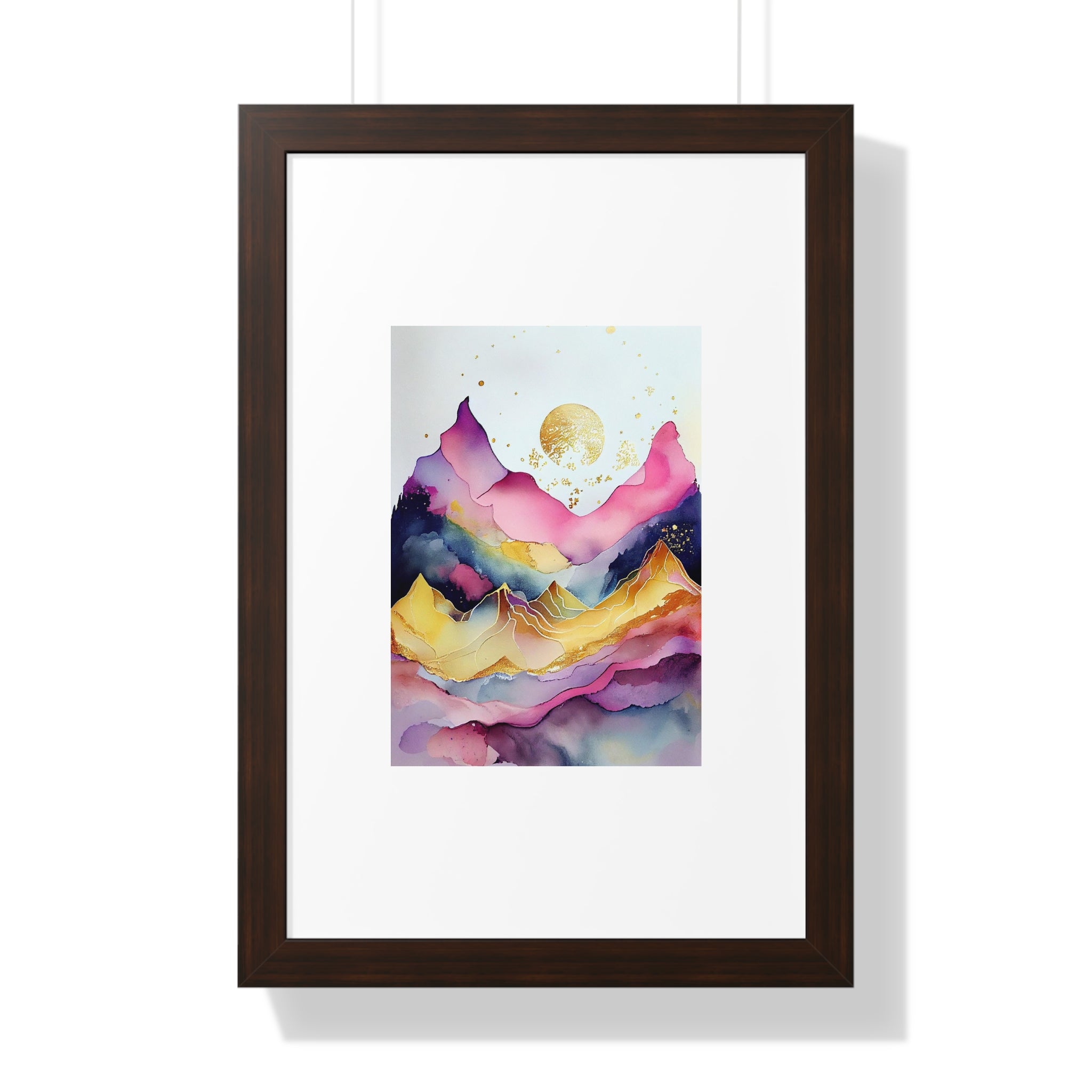 "ABSTRACT ALCOHOLIC INK MOUNTAIN" Framed Vertical Poster