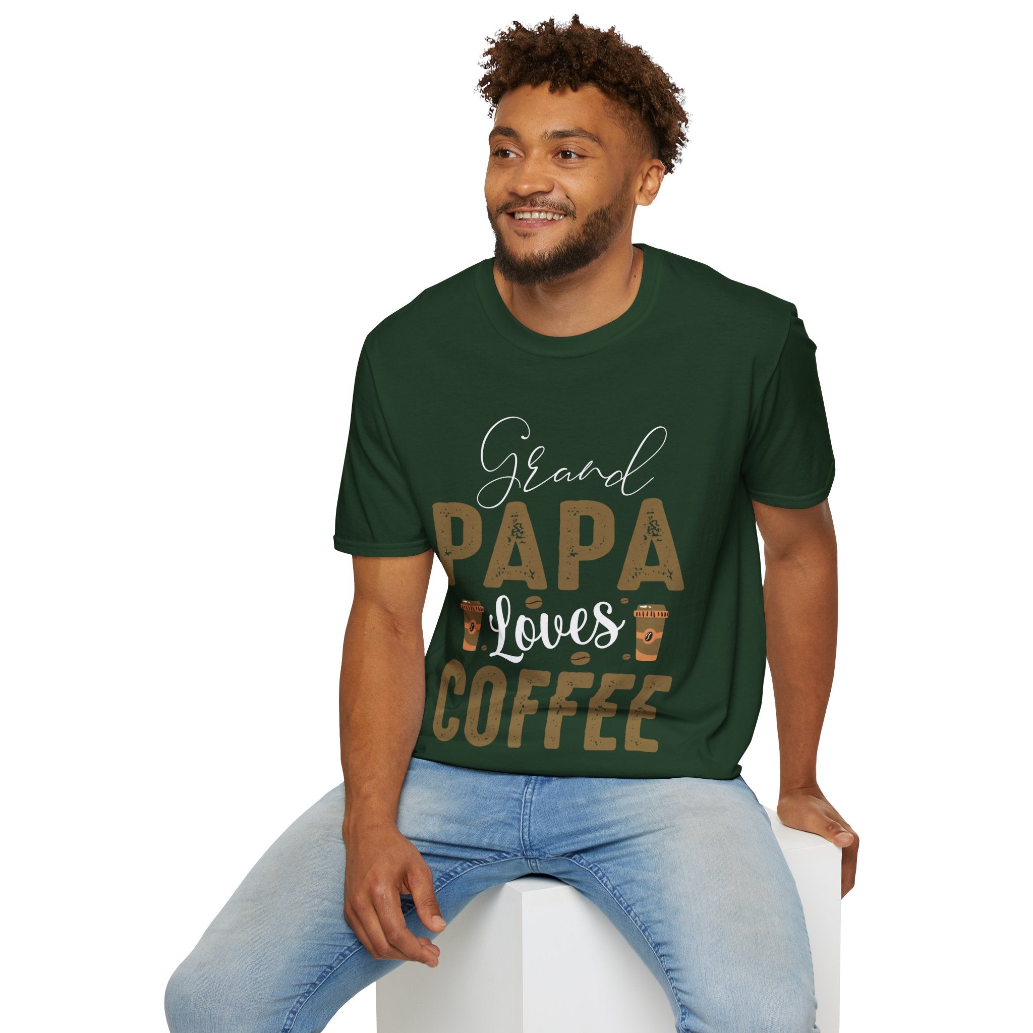 "GRAND PAPA LOVES COFFEE" Unisex Soft style T-Shirt