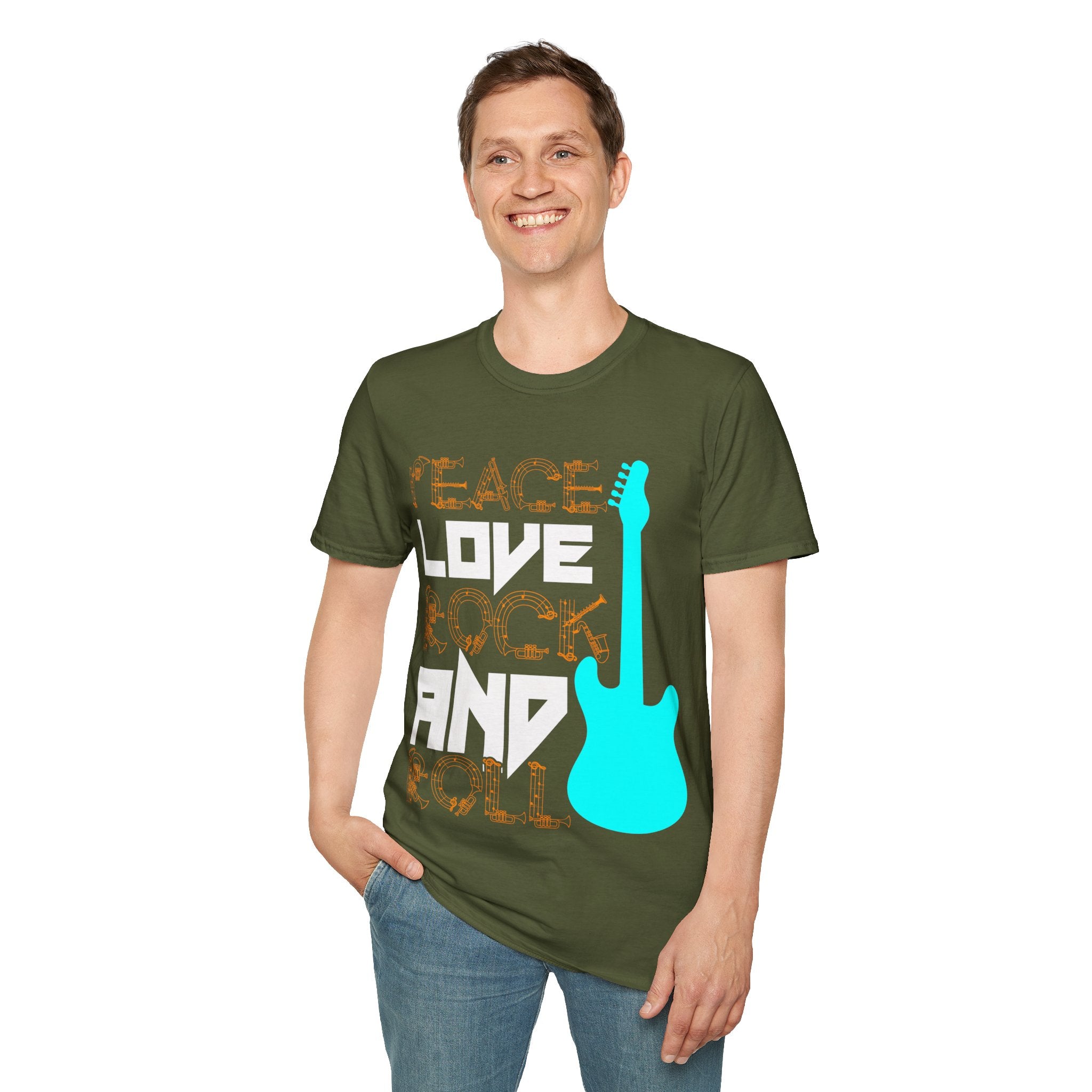 "Peace Love Rock And Roll"  Unisex Soft style T-Shirt