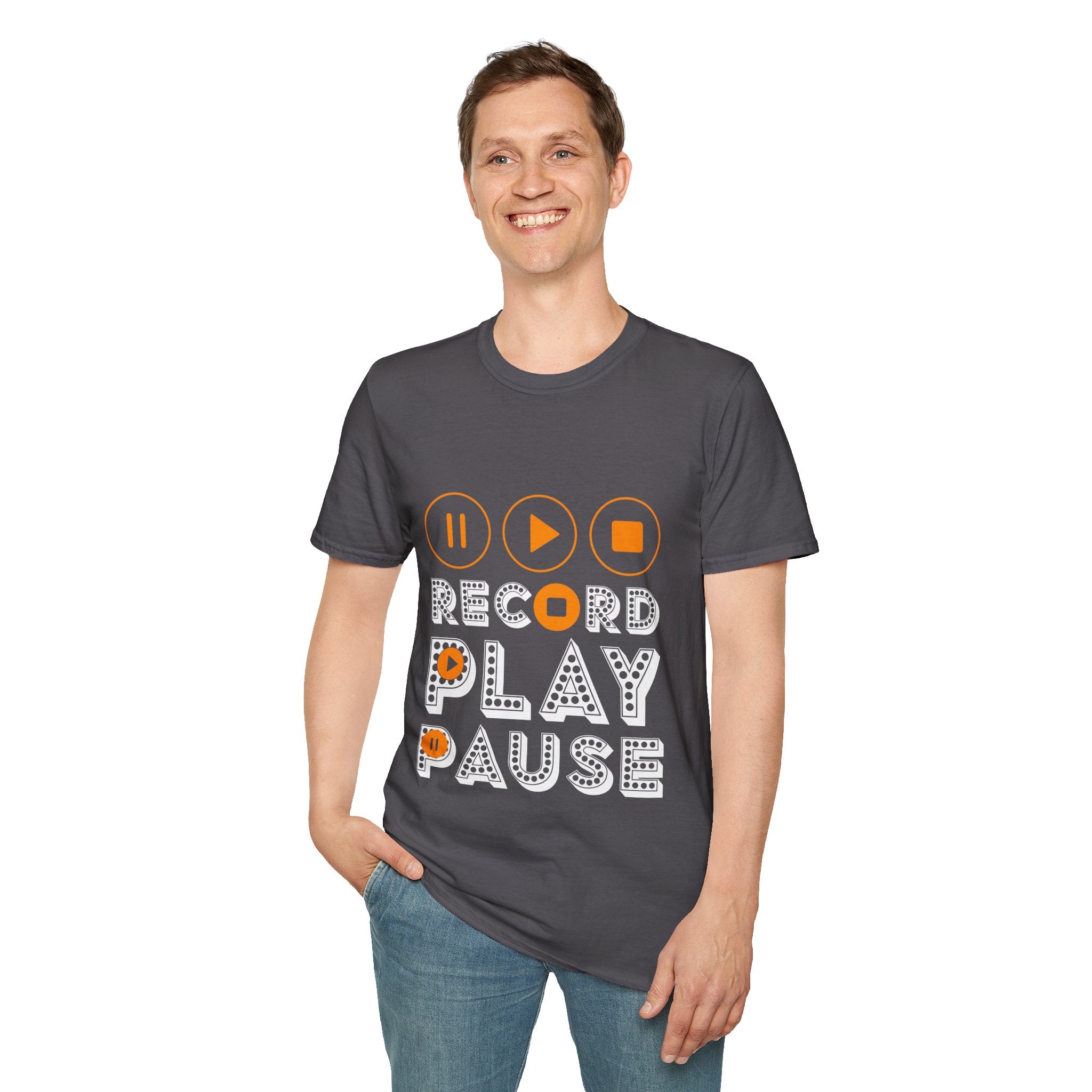 "Record Play Pause" Unisex Soft style T-Shirt