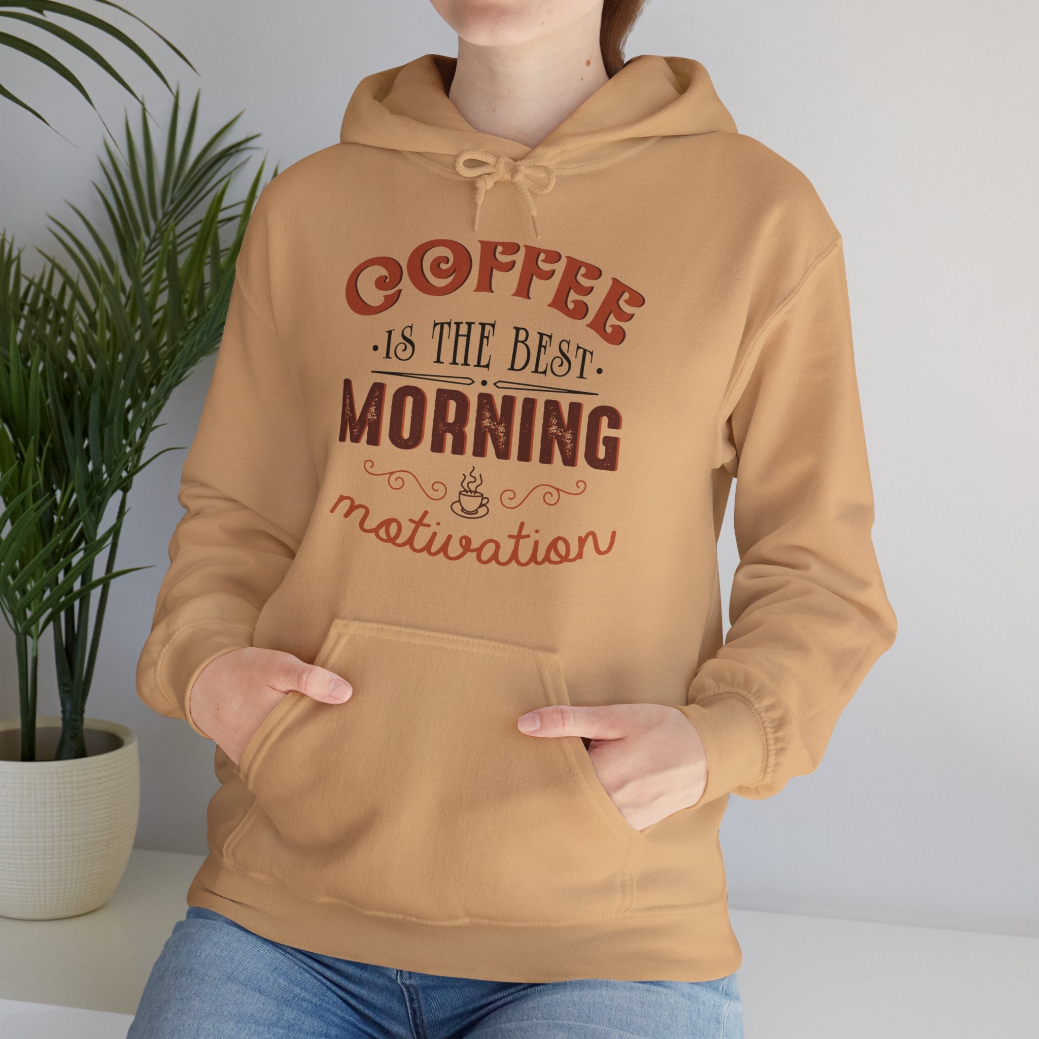 "COFFEE IS THE BEST MORNING MOTIVATION" Unisex Heavy Blend™ Hooded Sweatshirt