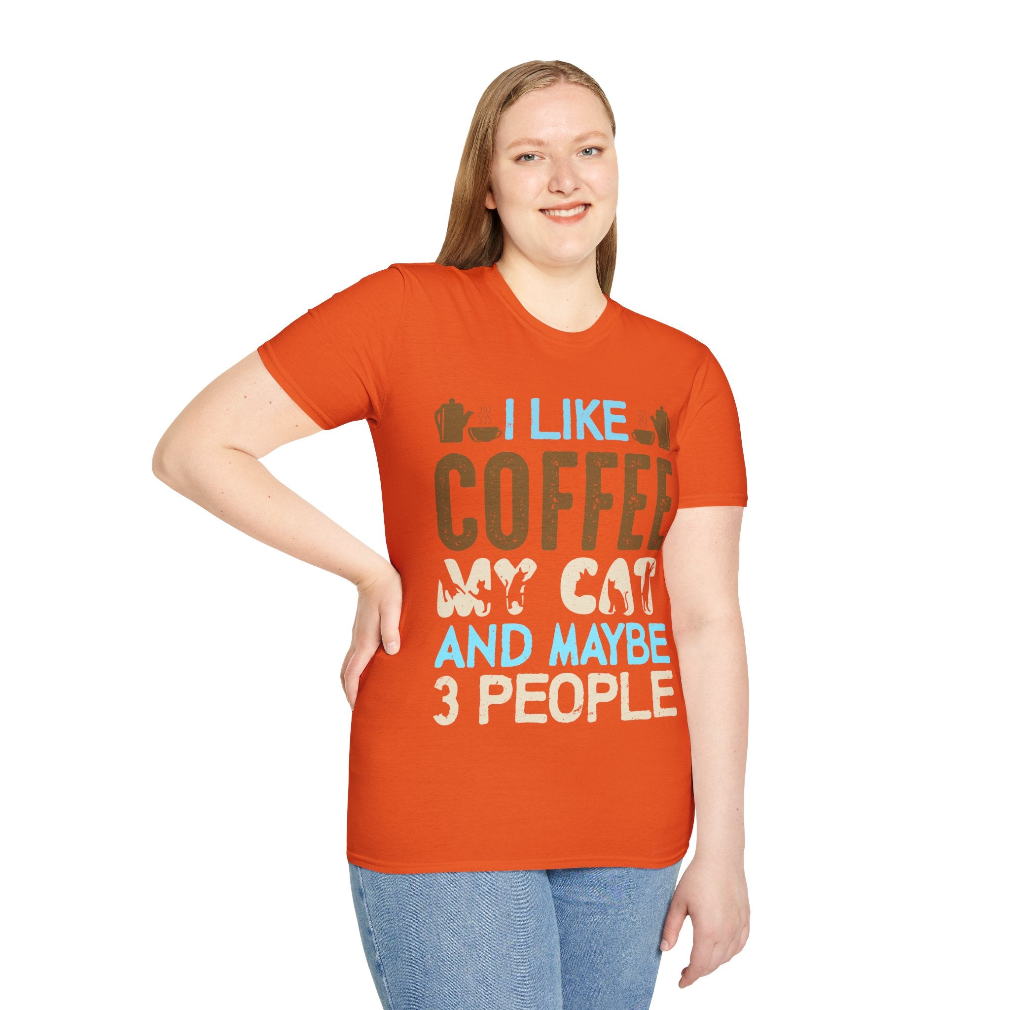 "I LIKE COFFEE MY CAT AND MAYBE 3 PEOPLE" Unisex Soft style T-Shirt