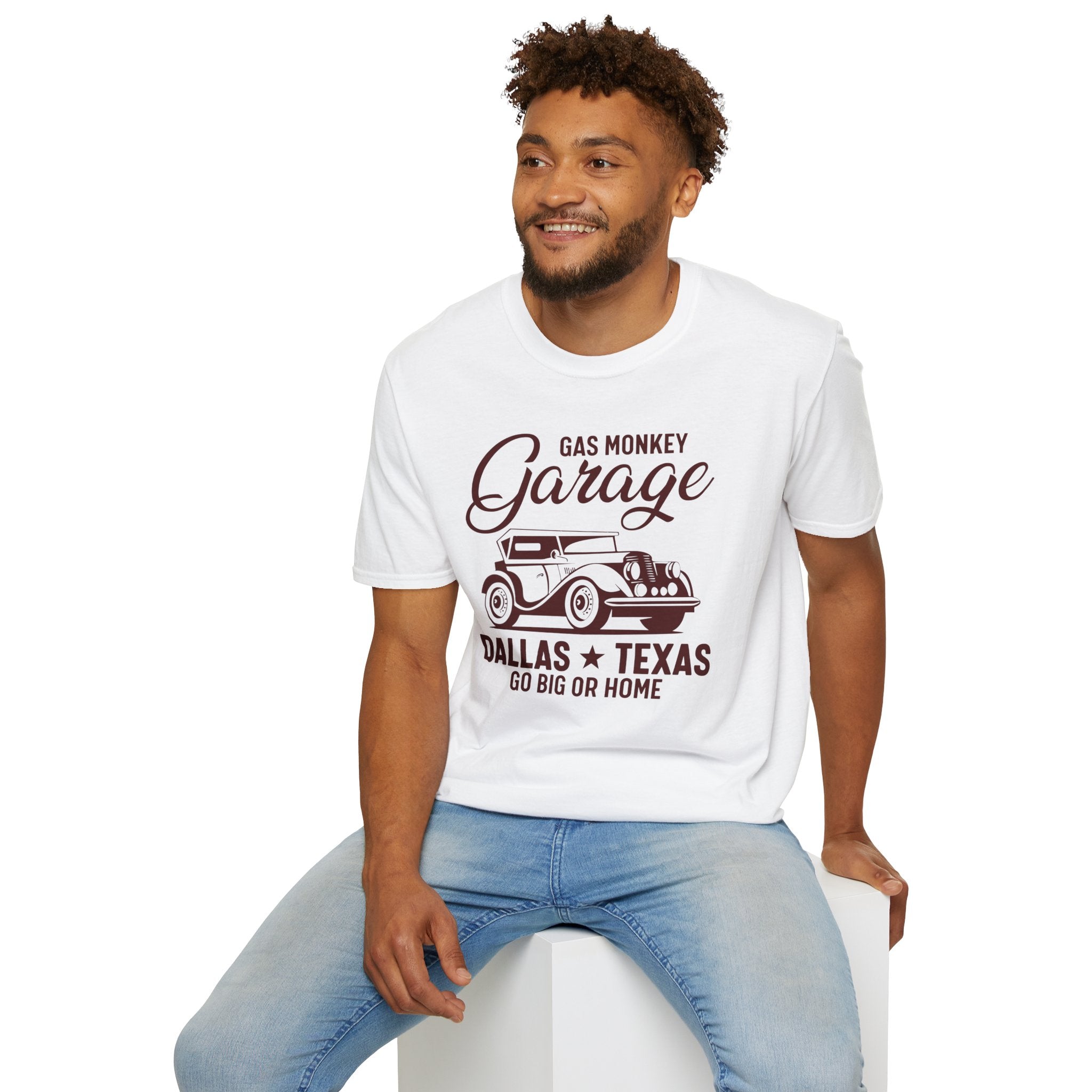 "GAS MONKEY GARAGE DALLAS TEXAS GO BIG OR HOME" Unisex Soft style T-Shirt