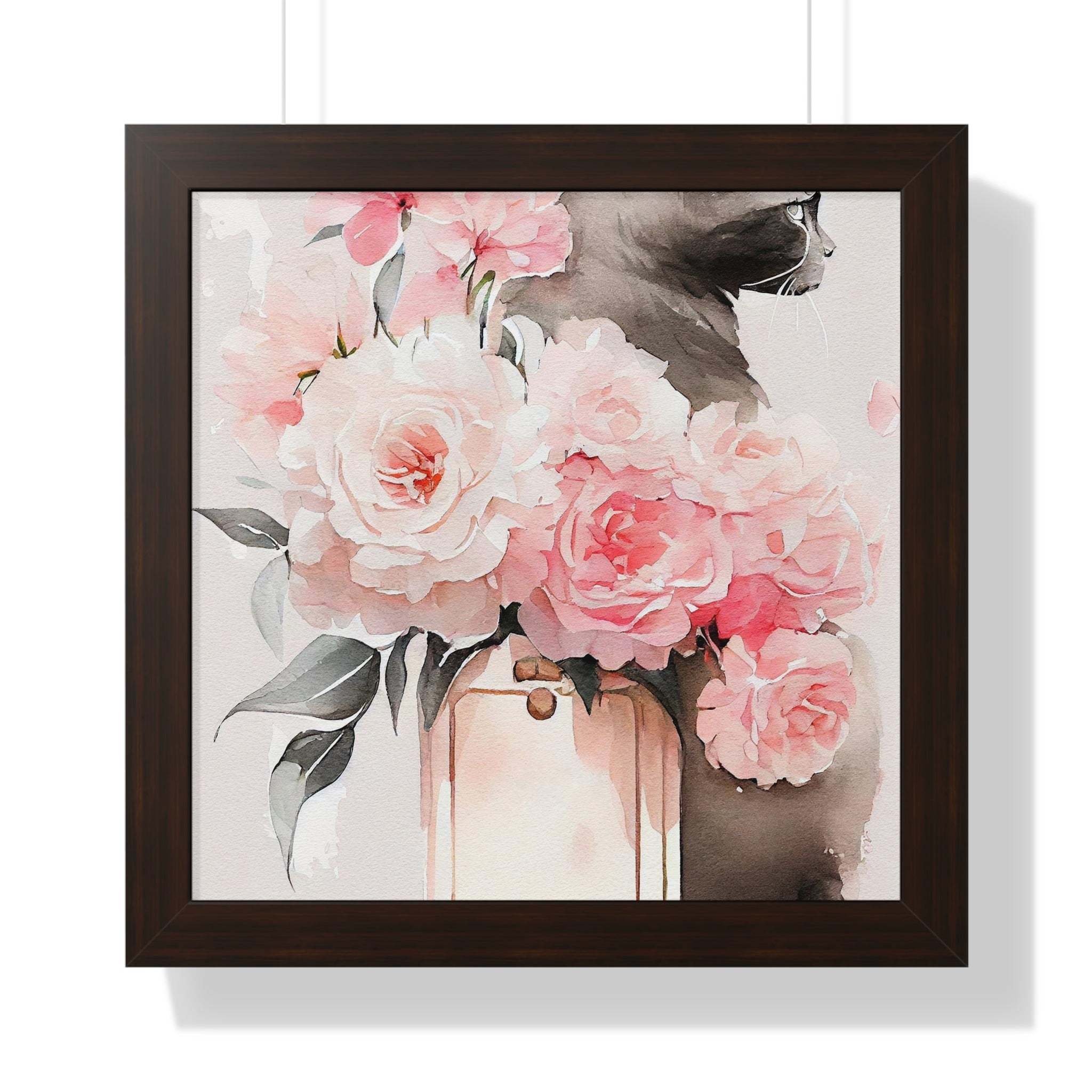 "BLACK CAT PERFUME PEONIES" Framed Vertical Poster