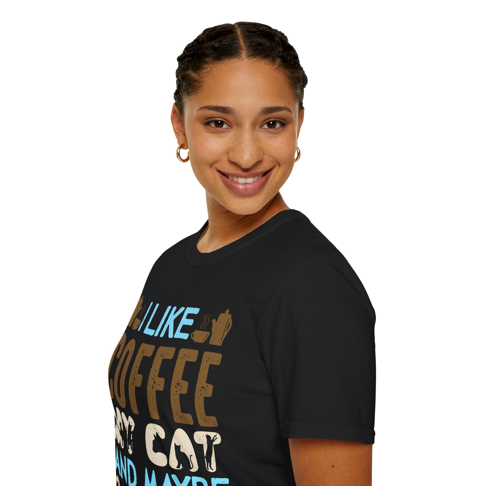 "I LIKE COFFEE MY CAT AND MAYBE 3 PEOPLE" Unisex Soft style T-Shirt