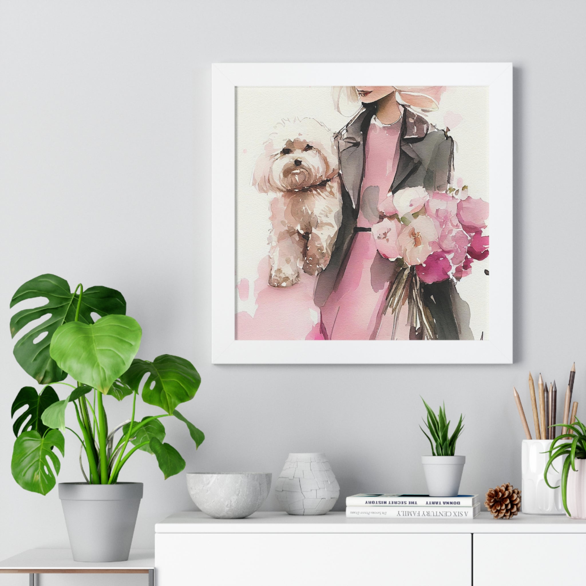 "BLONDE LADY MALTIPOO SUNGLASSES" Framed Vertical Poster