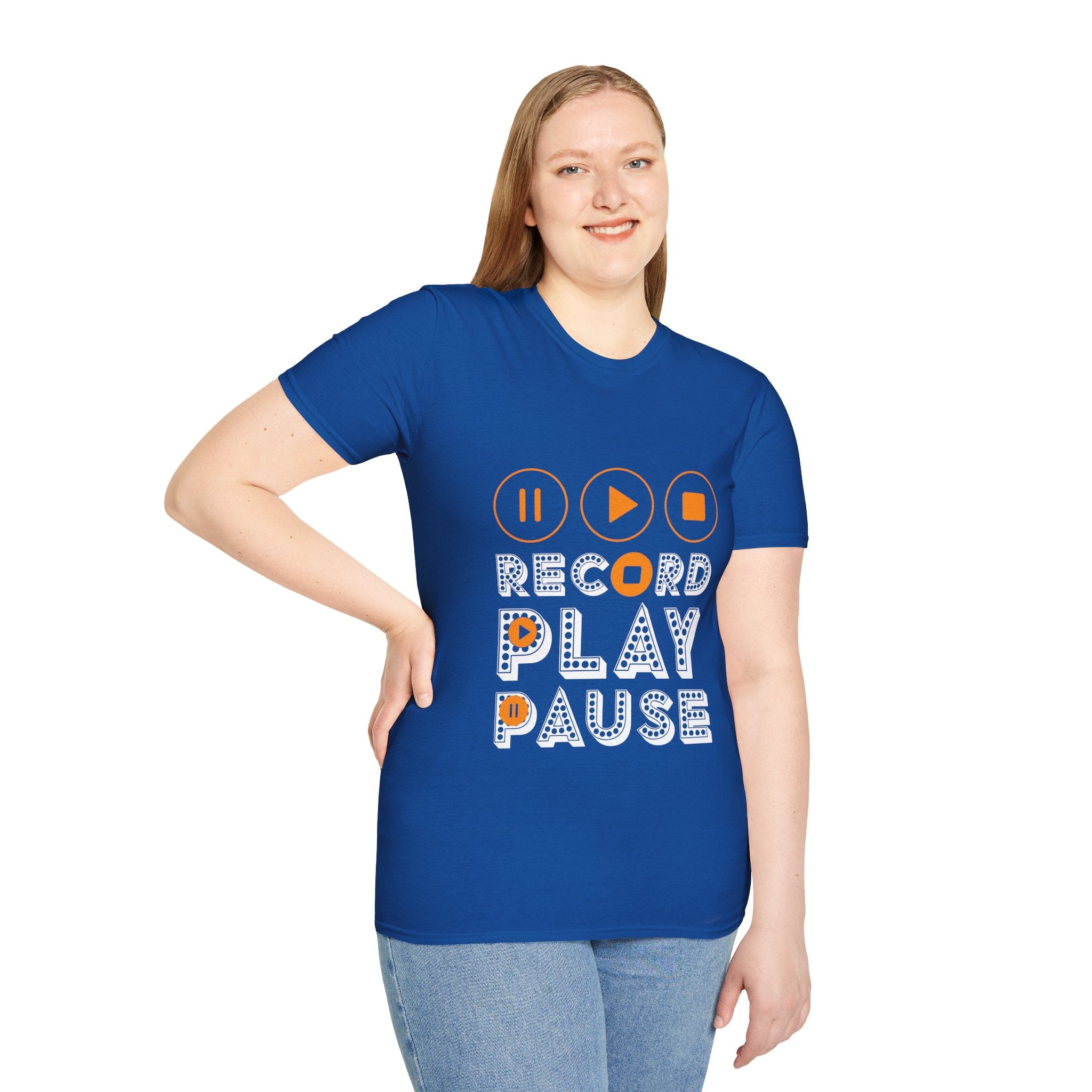 "Record Play Pause" Unisex Soft style T-Shirt