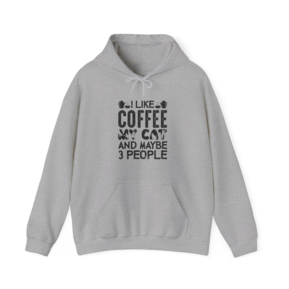 "I LIKE COFFEE MY CAT AND MAYBE 3 PEOPLE" Unisex Heavy Blend™ Hooded Sweatshirt