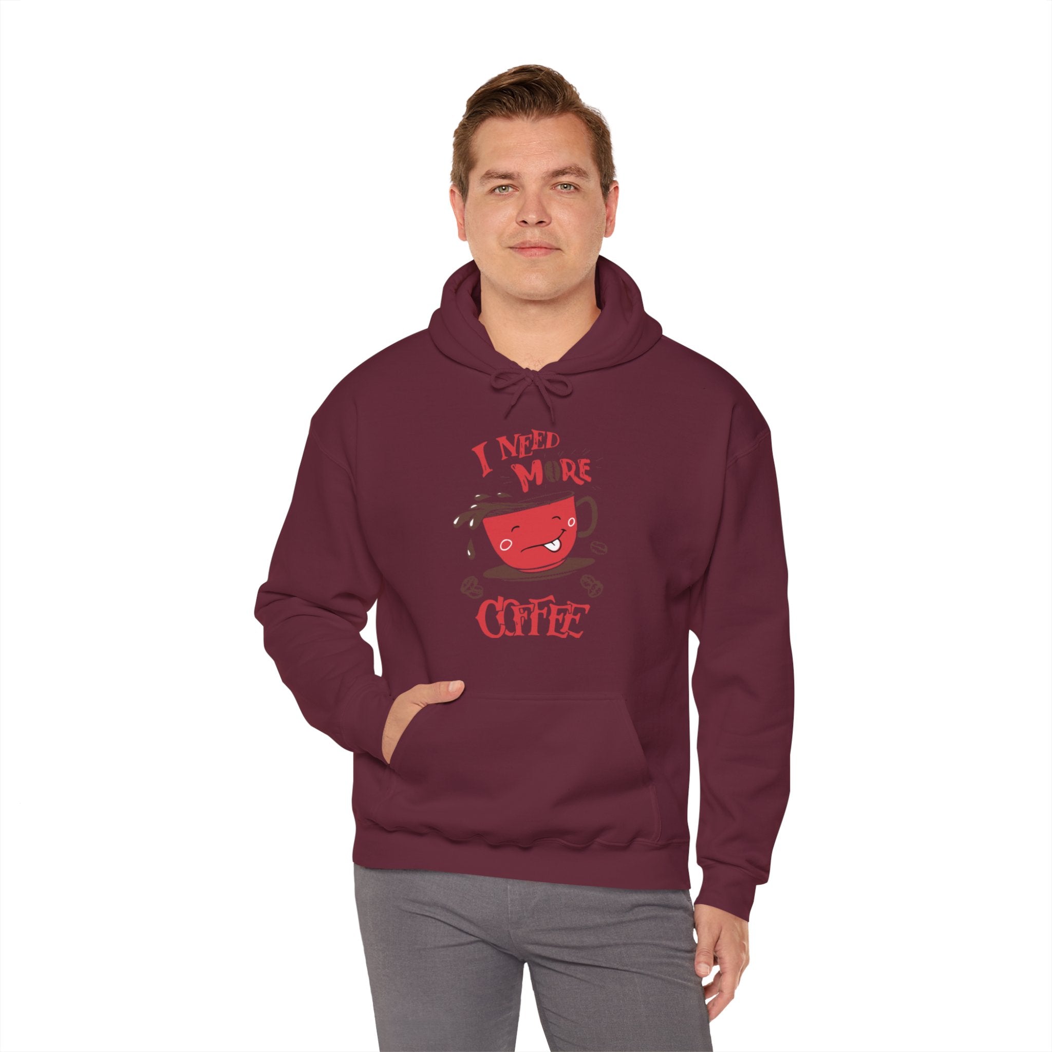 "I NEED MORE COFFEE" Unisex Heavy Blend™ Hooded Sweatshirt