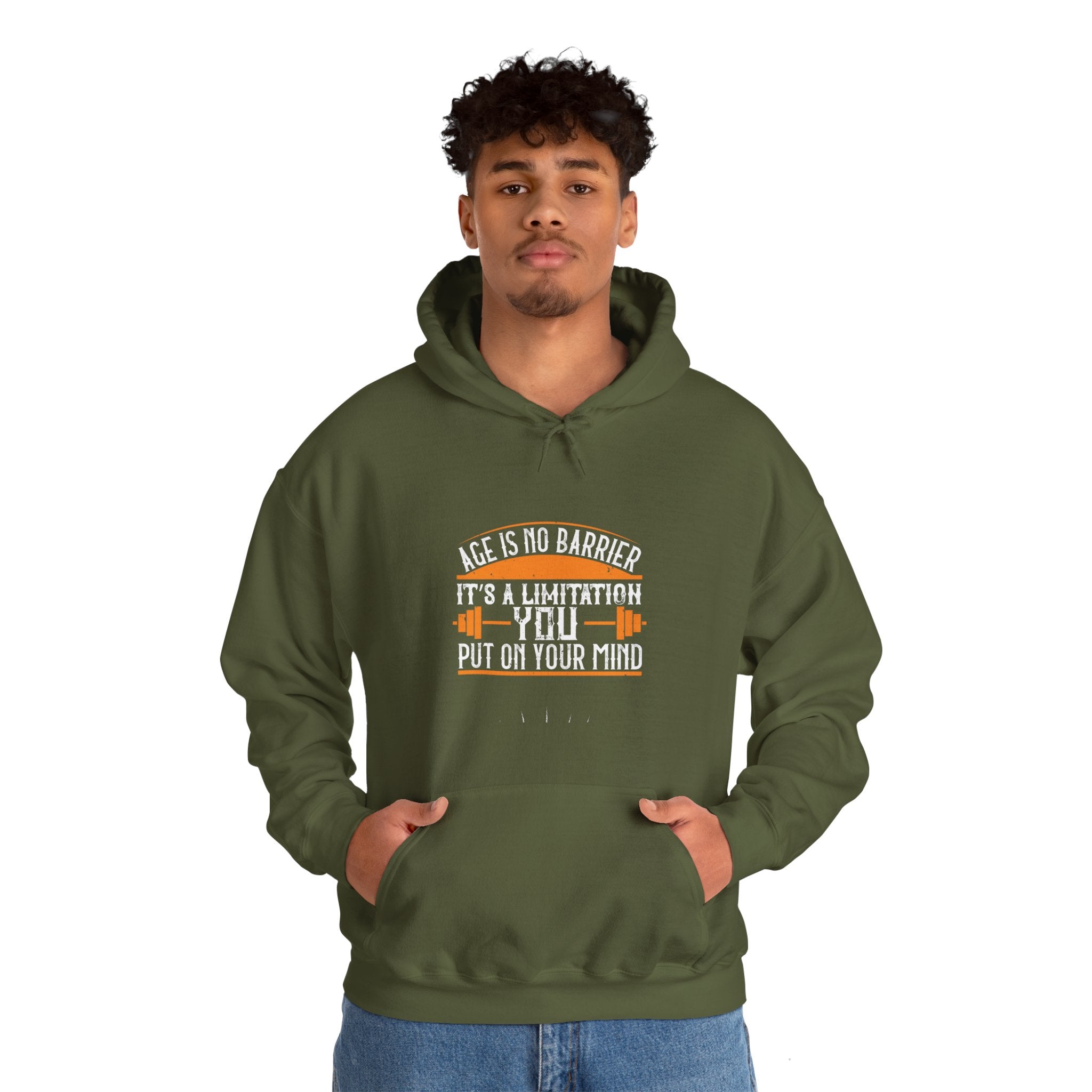 "Age Is No Barrier Its A Limitation You Put On Your Mind"  Unisex Heavy Blend™ Hooded Sweatshirt