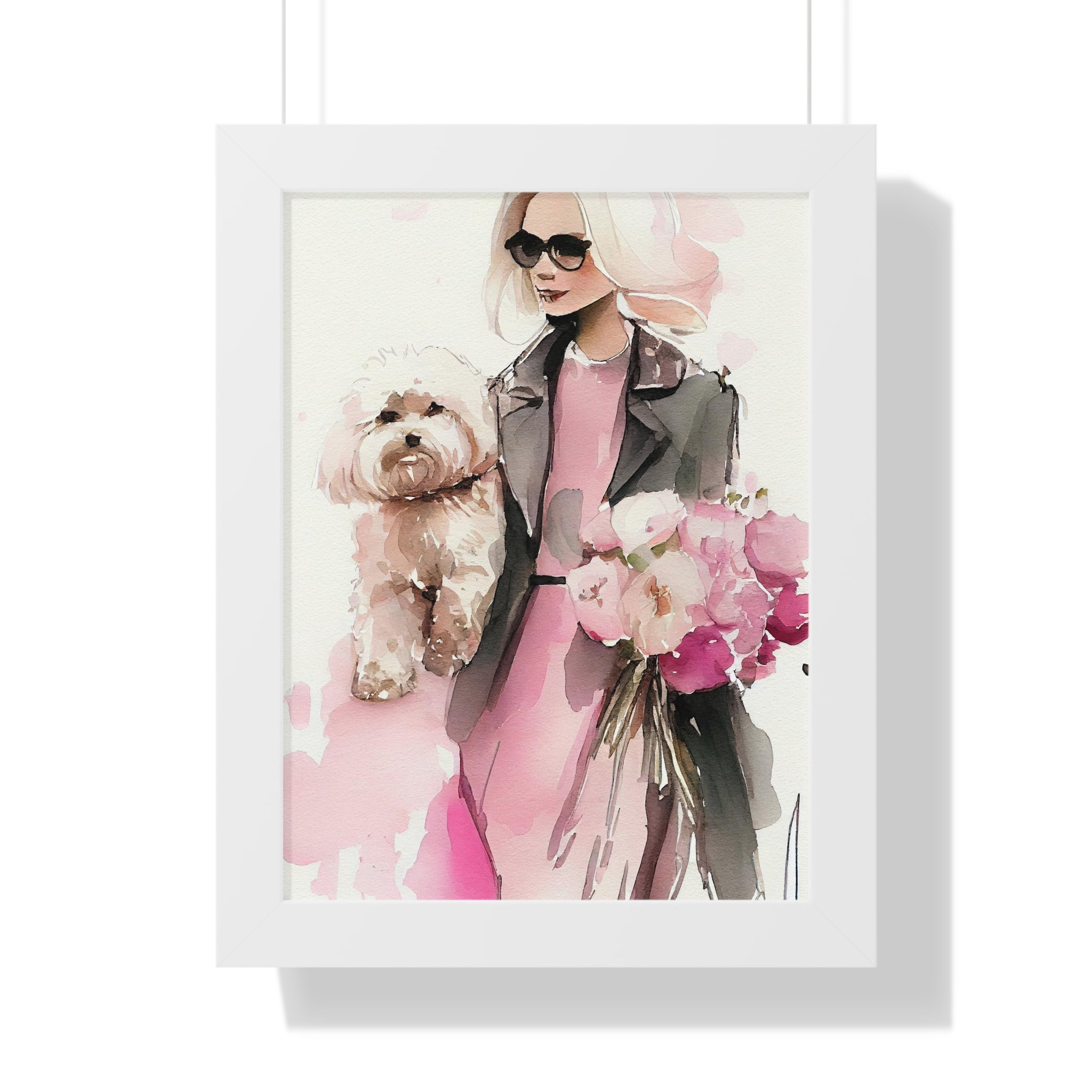 "BLONDE LADY MALTIPOO SUNGLASSES" Framed Vertical Poster