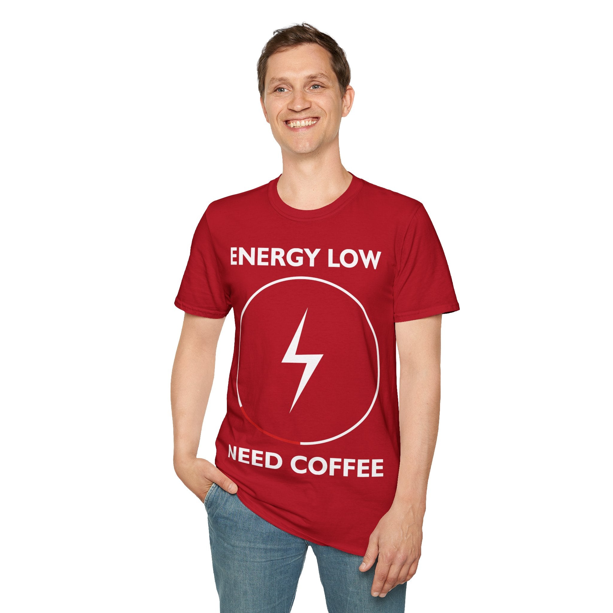 "ENERGY LOW NEED COFFEE" Unisex Soft style T-Shirt