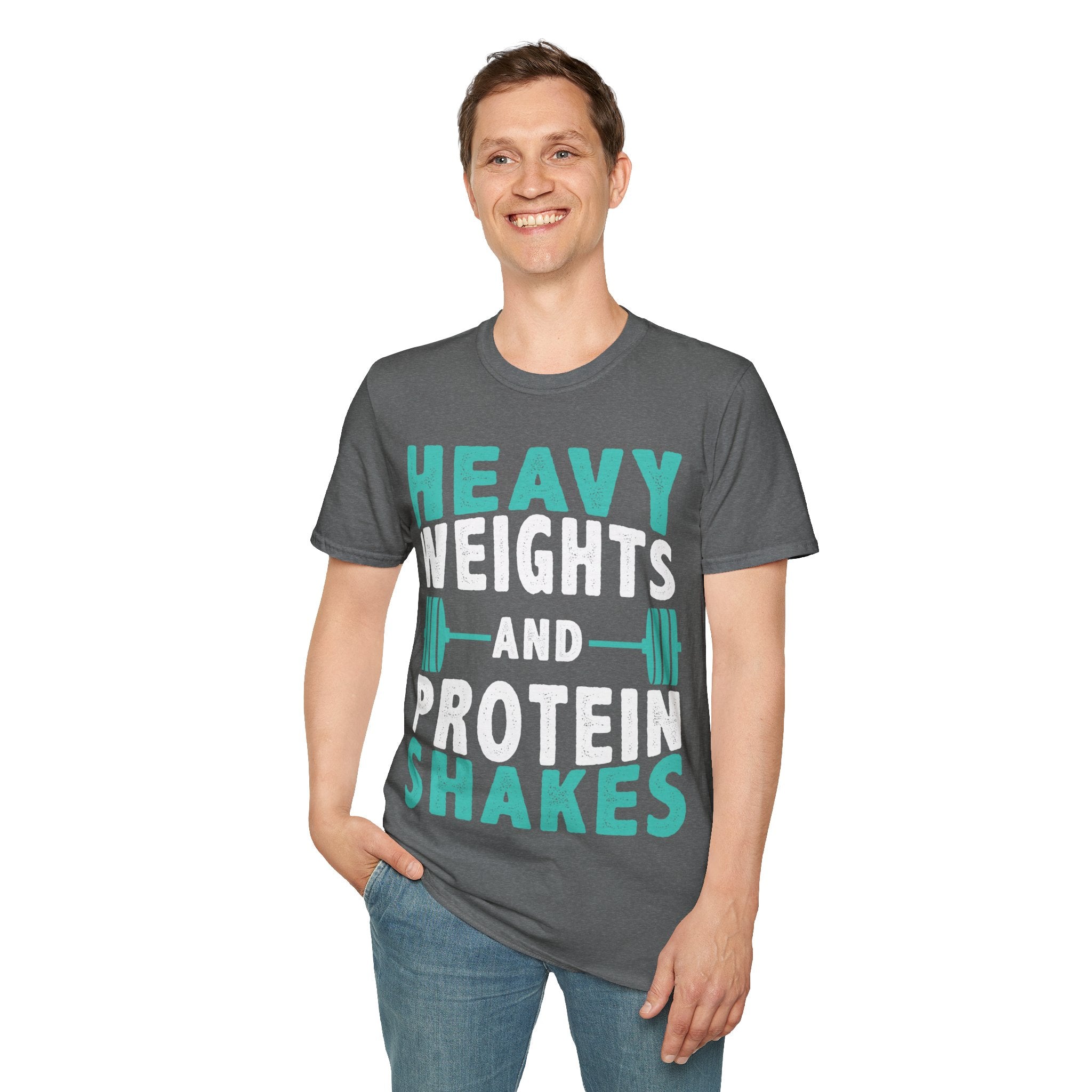 "Heavy Weights And Proteins Shakes" Unisex Soft Style T-Shirt