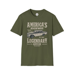 "AMERICA'S HIGHWAY LEGENDARY GARAGE" Unisex Soft style T-Shirt