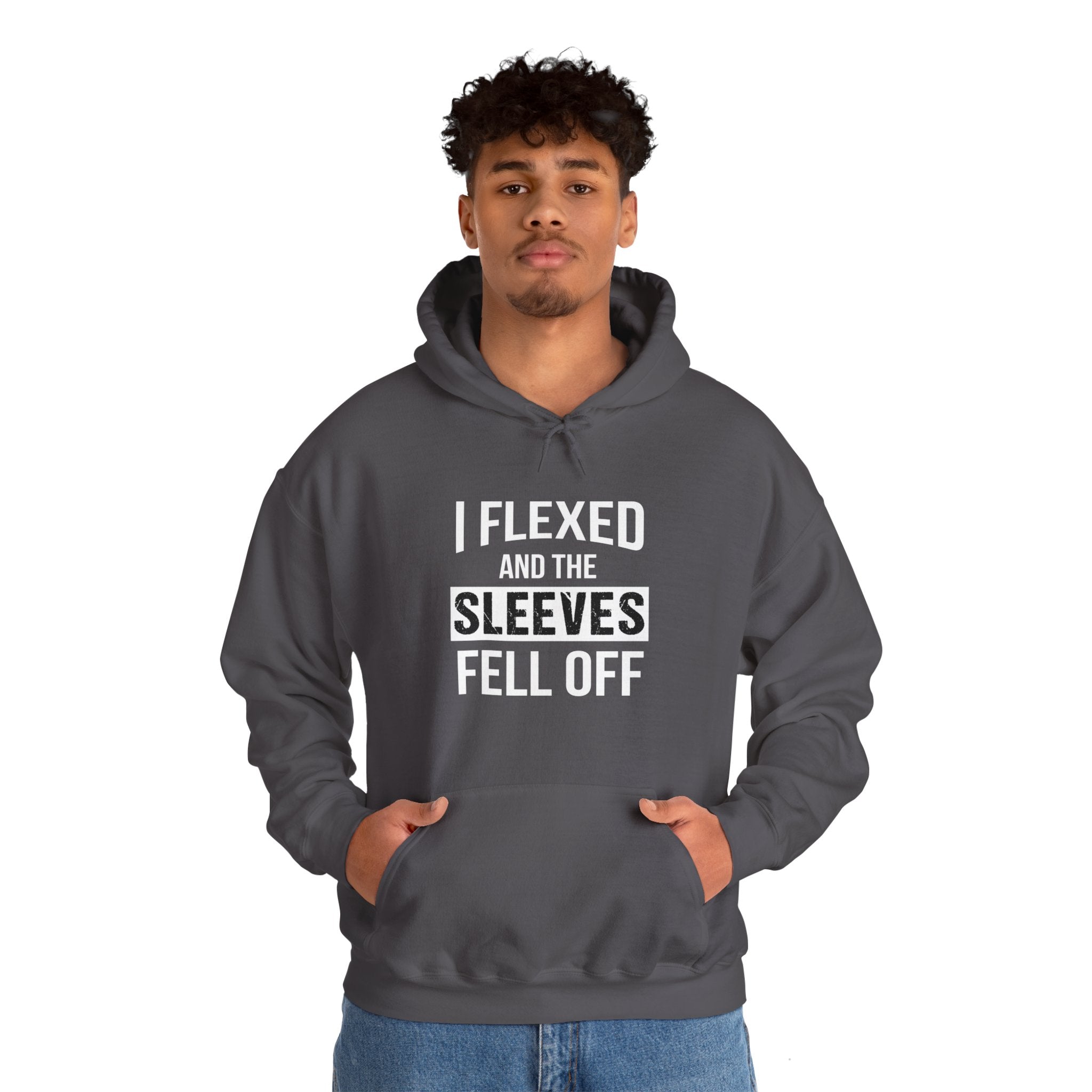 "I Flexed And The Sleeves Fell Off" Unisex Heavy Blend™ Hooded Sweatshirt