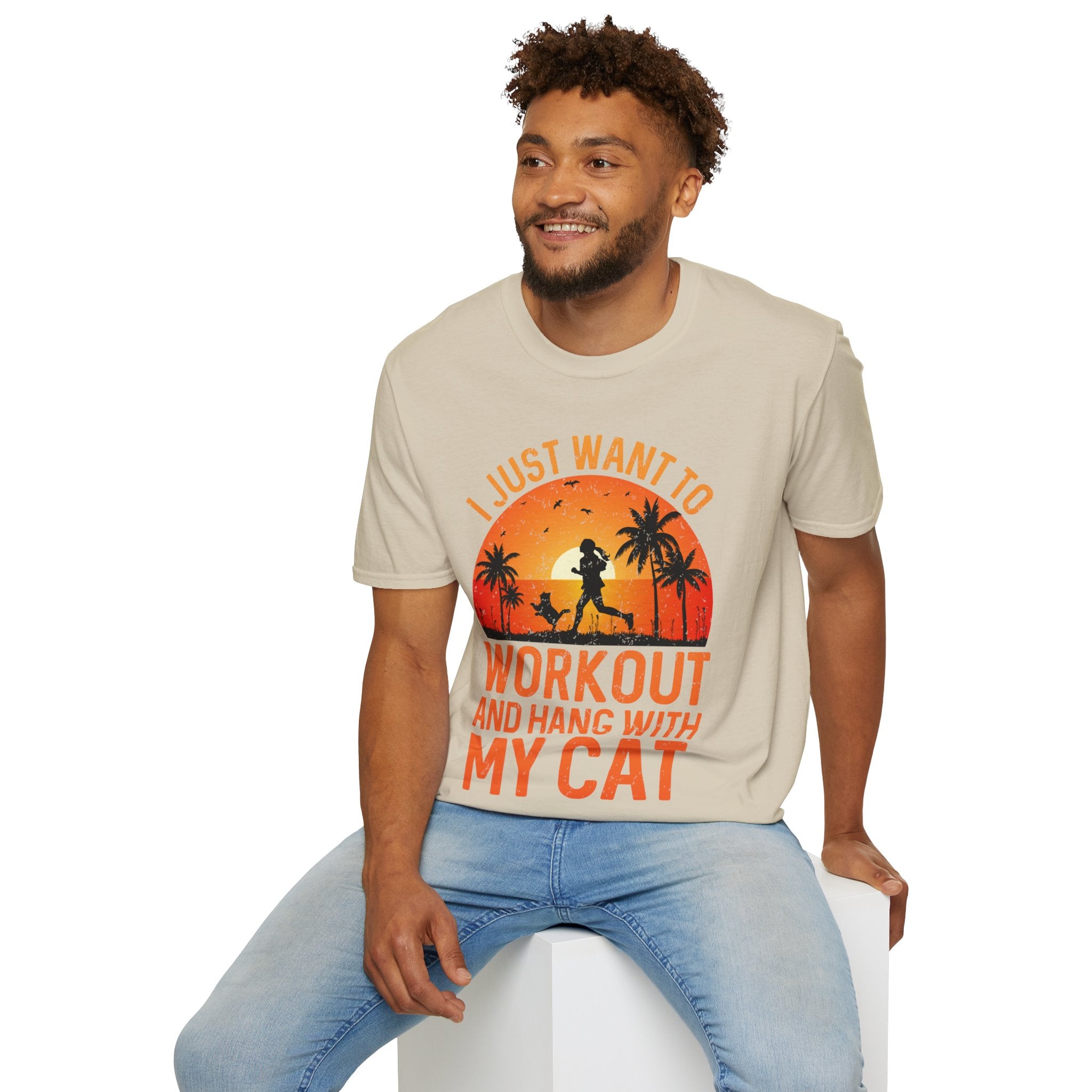 "I Just Want To Workout And Hang With My Cat"   Unisex Soft style T-Shirt