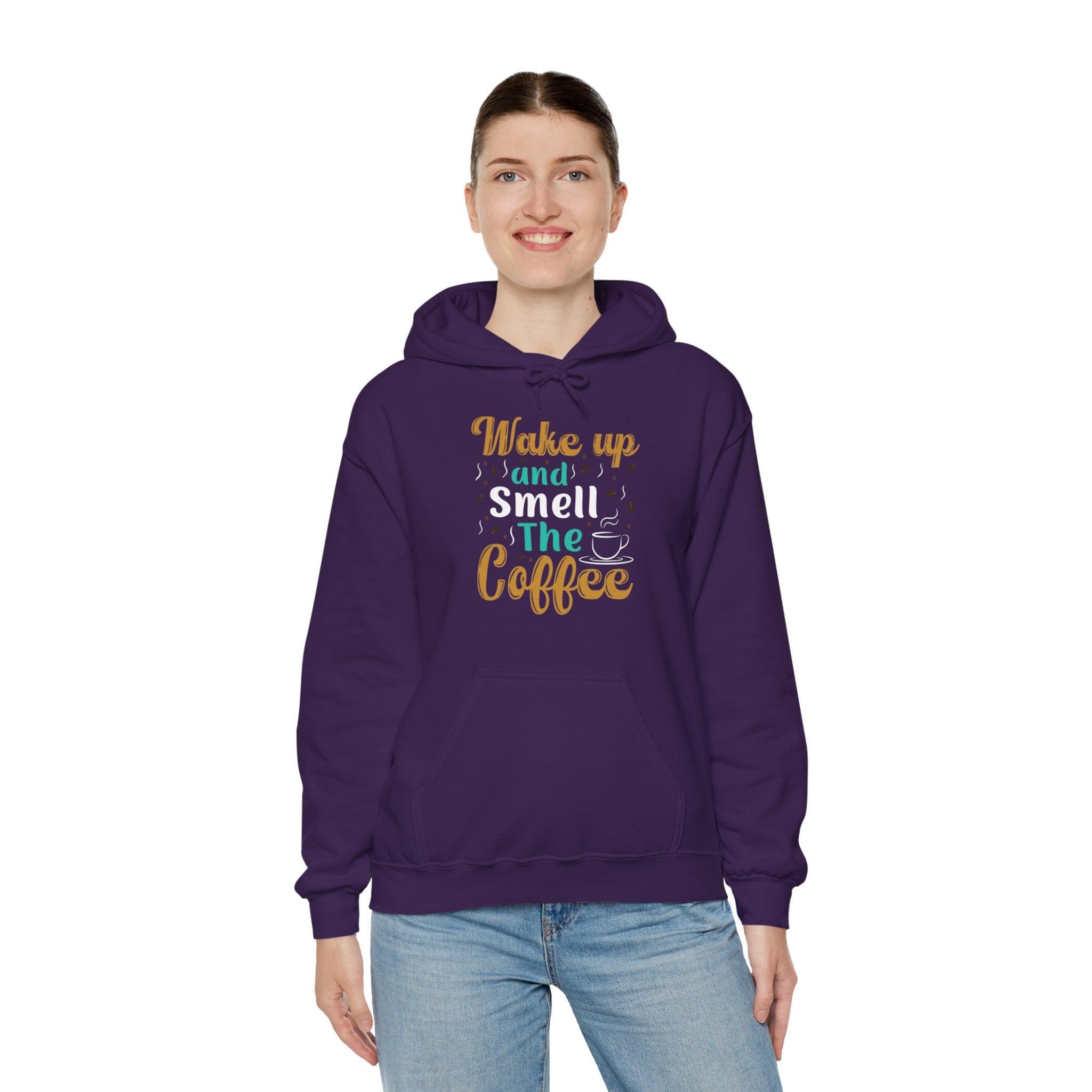 "WAKE UP AND SMELL THE COFFEE" Unisex Heavy Blend™ Hooded Sweatshirt