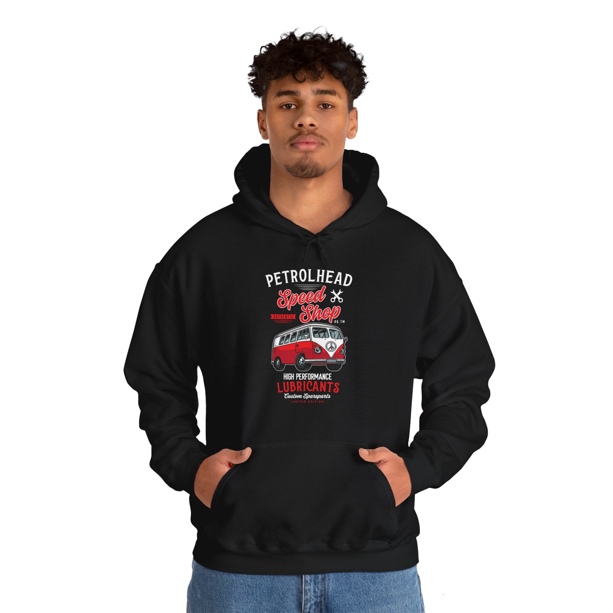 "PETROLHEAD SPEED SHOP LUBRICANTS" Unisex Heavy Blend™ Hooded Sweatshirt