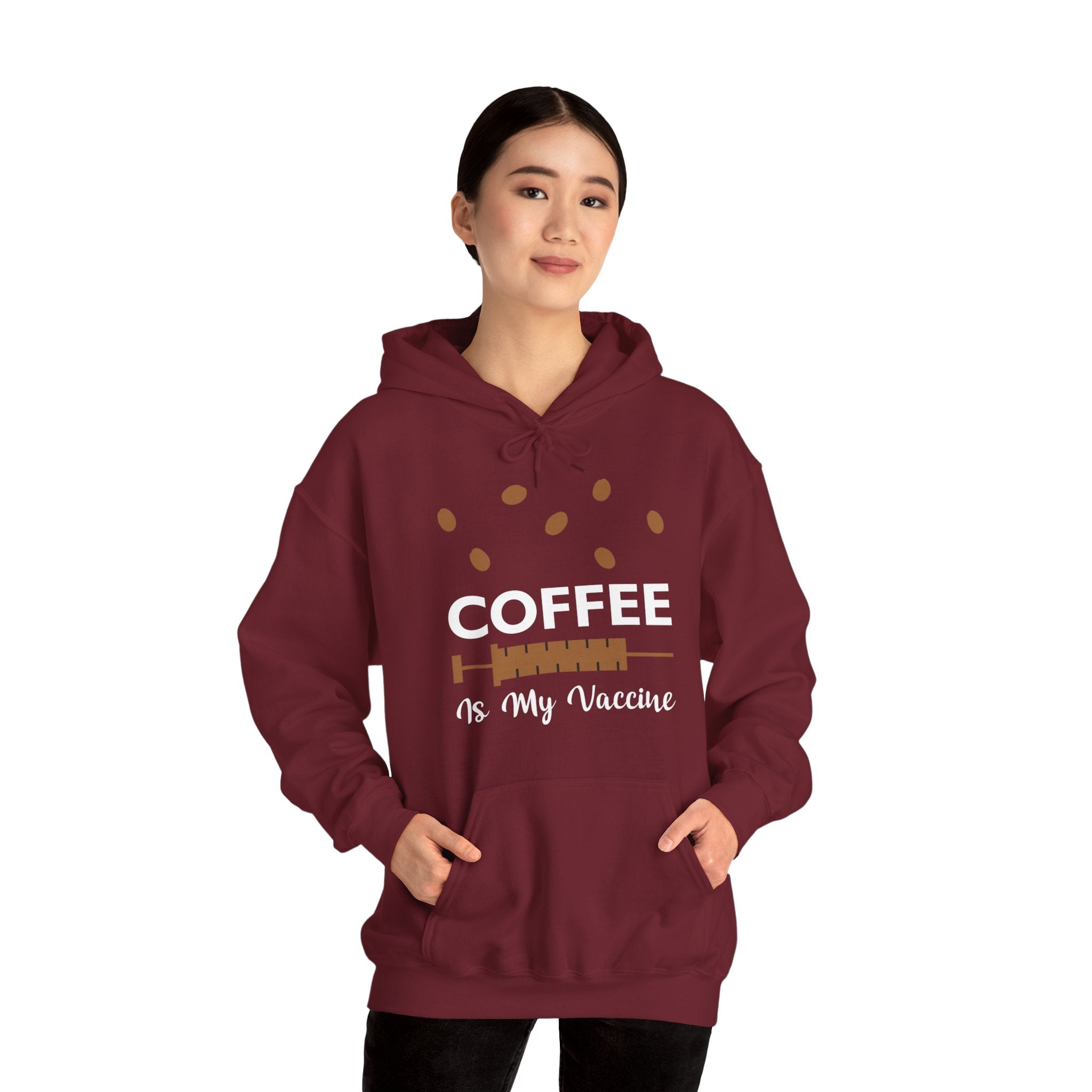 "COFFEE IS MY VACCINE" Unisex Heavy Blend™ Hooded Sweatshirt