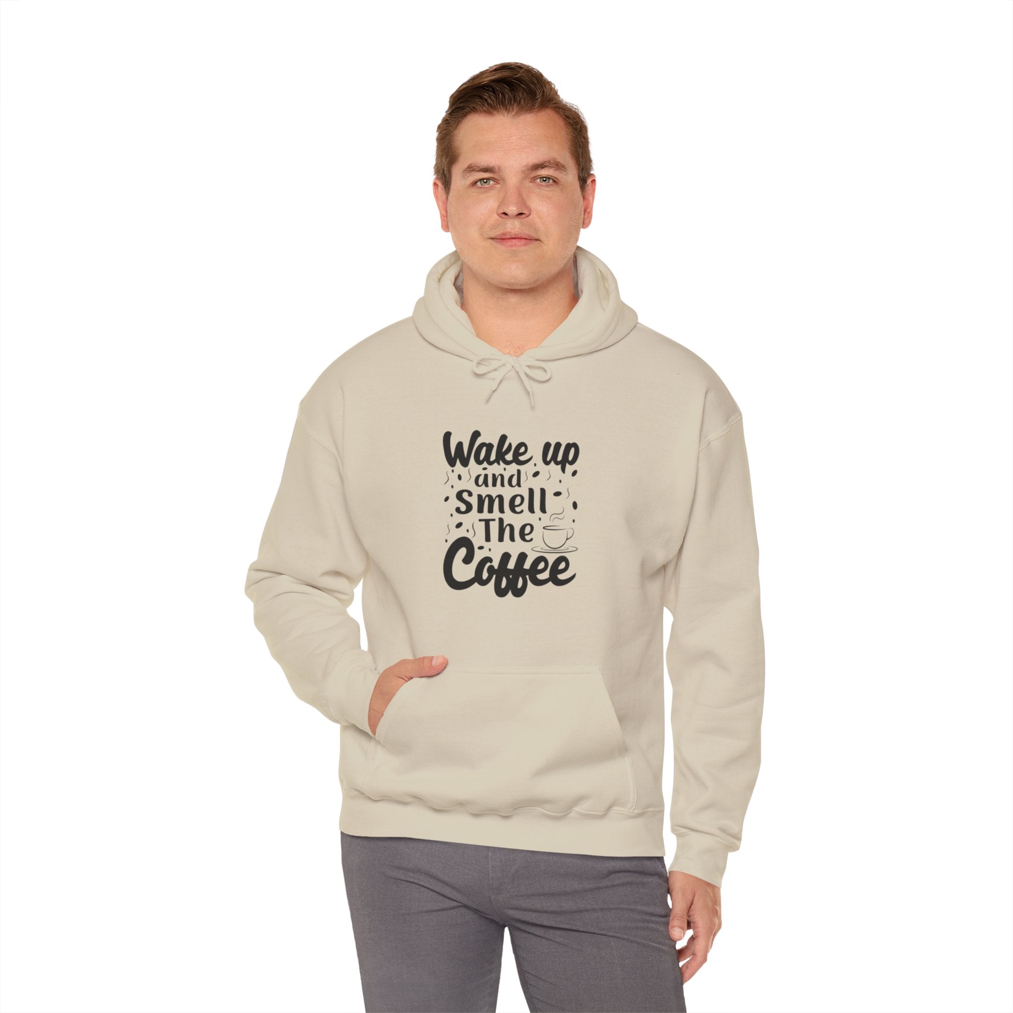 "WAKE UP AND SMELL THE COFFEE" Unisex Heavy Blend™ Hooded Sweatshirt