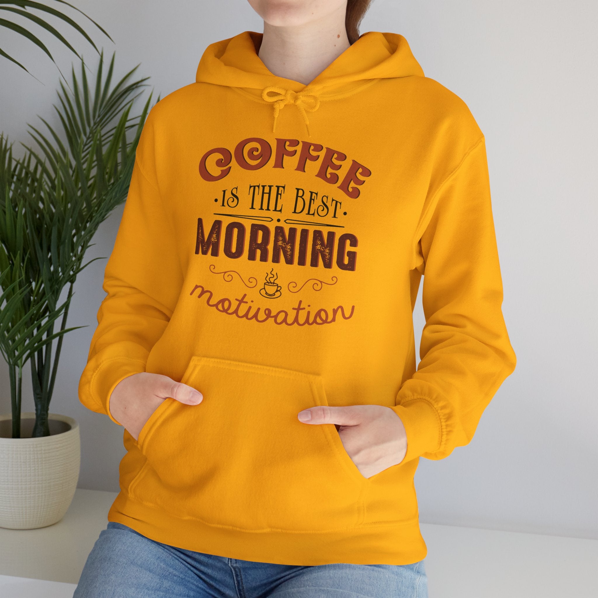 "COFFEE IS THE BEST MORNING MOTIVATION" Unisex Heavy Blend™ Hooded Sweatshirt