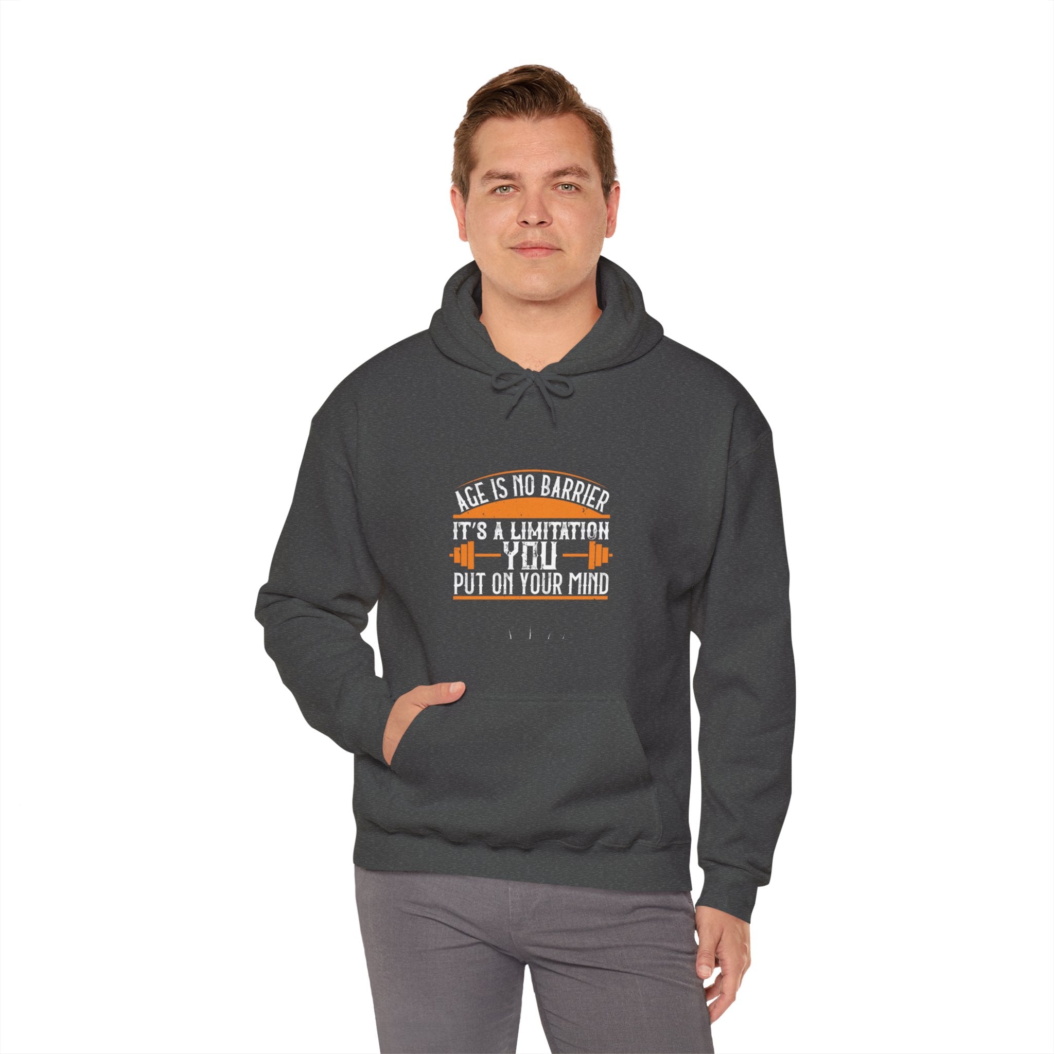 "Age Is No Barrier Its A Limitation You Put On Your Mind"  Unisex Heavy Blend™ Hooded Sweatshirt