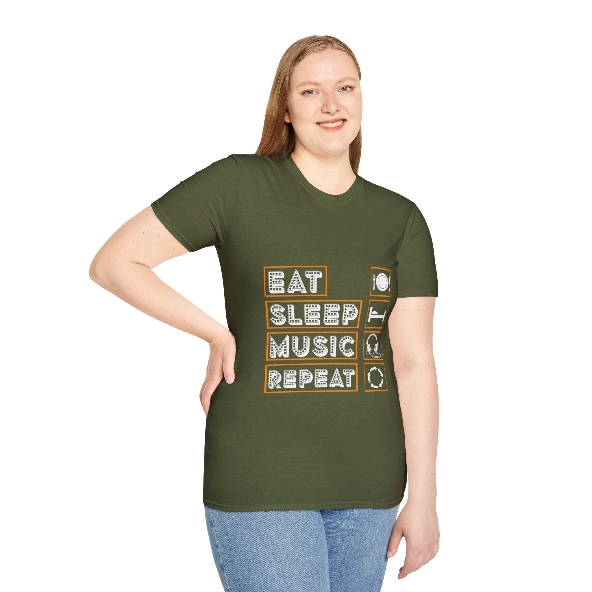 "Eat Sleep Music Repeat" Unisex Soft style T-Shirt