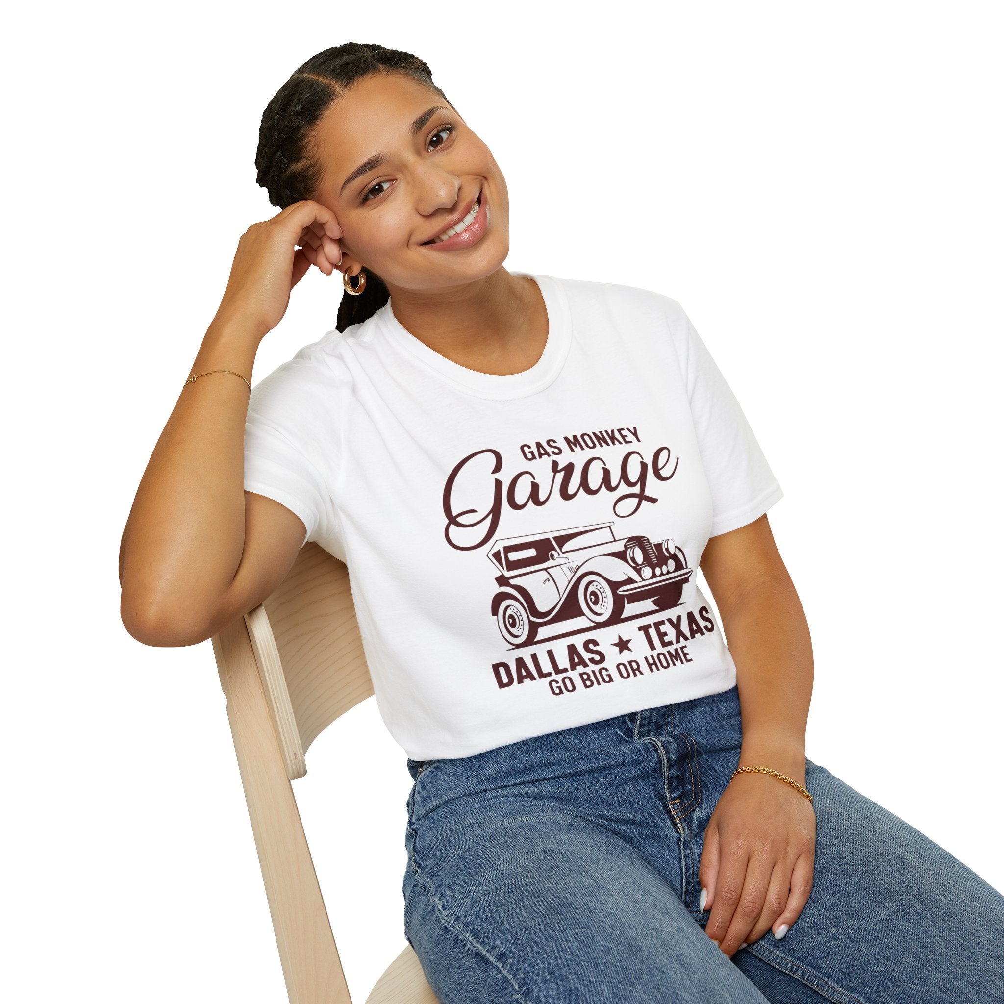 "GAS MONKEY GARAGE DALLAS TEXAS GO BIG OR HOME" Unisex Soft style T-Shirt