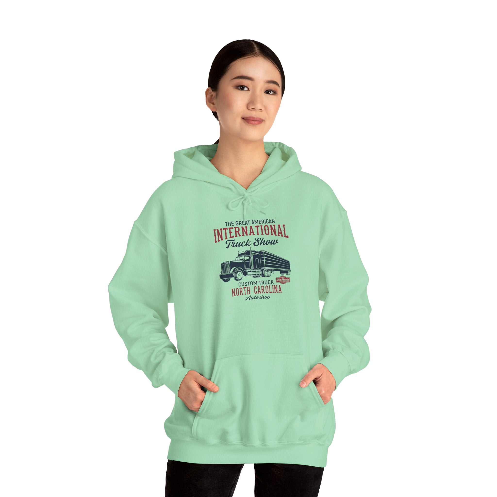 "THE GREAT AMERICAN INTERNATIONAL TRUCK SHOW CUSTOM TRUCK NORTH CALIFORNIA AUTO SHOP" Unisex Heavy Blend™ Hooded Sweatshirt