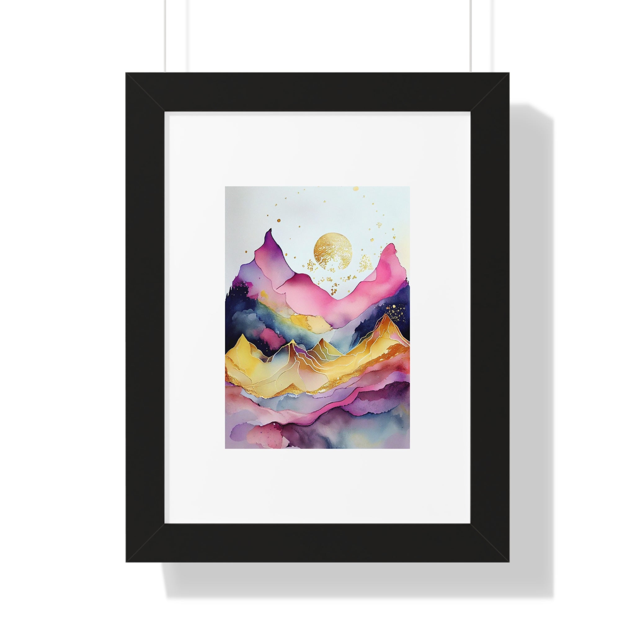 "ABSTRACT ALCOHOLIC INK MOUNTAIN" Framed Vertical Poster