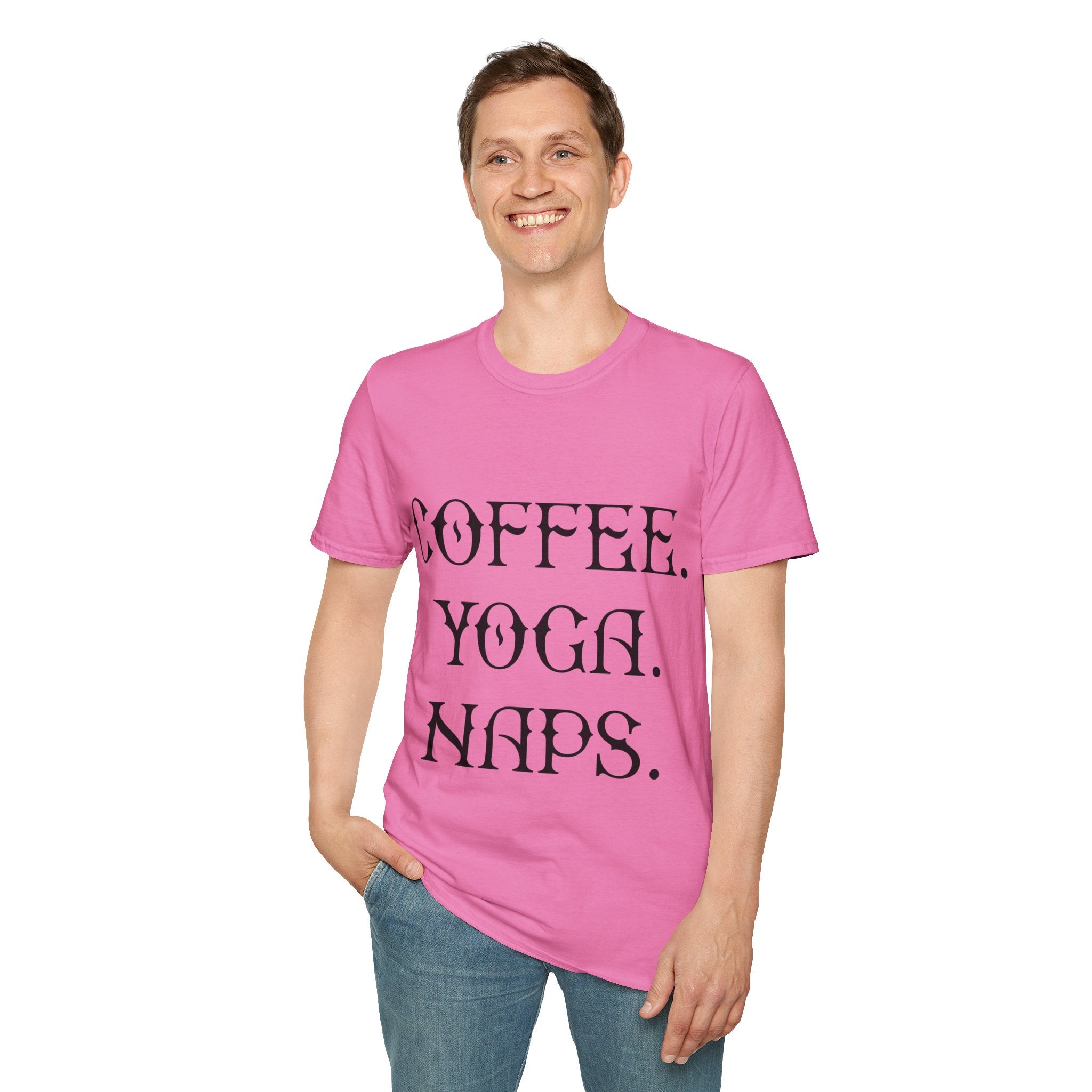 "COFFEE YOGA NAPS" Unisex Soft style T-Shirt