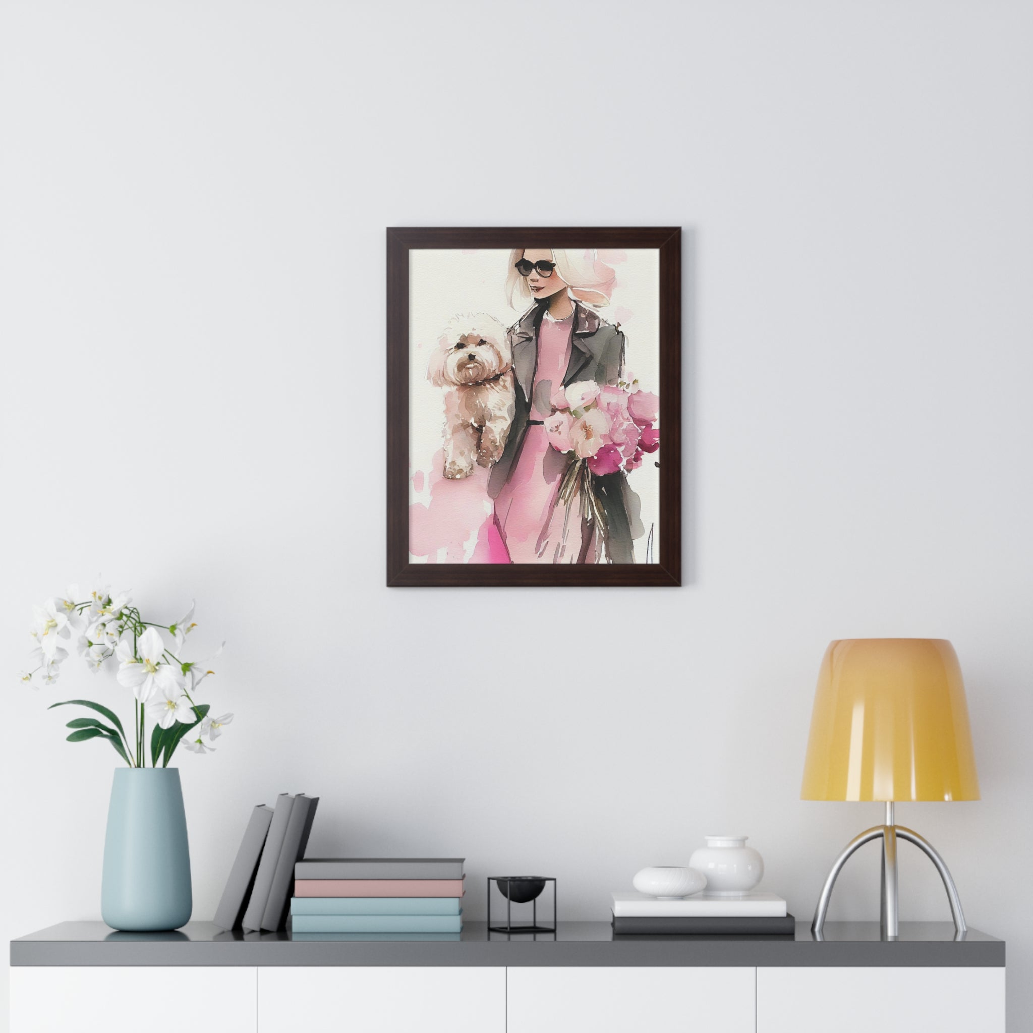 "BLONDE LADY MALTIPOO SUNGLASSES" Framed Vertical Poster