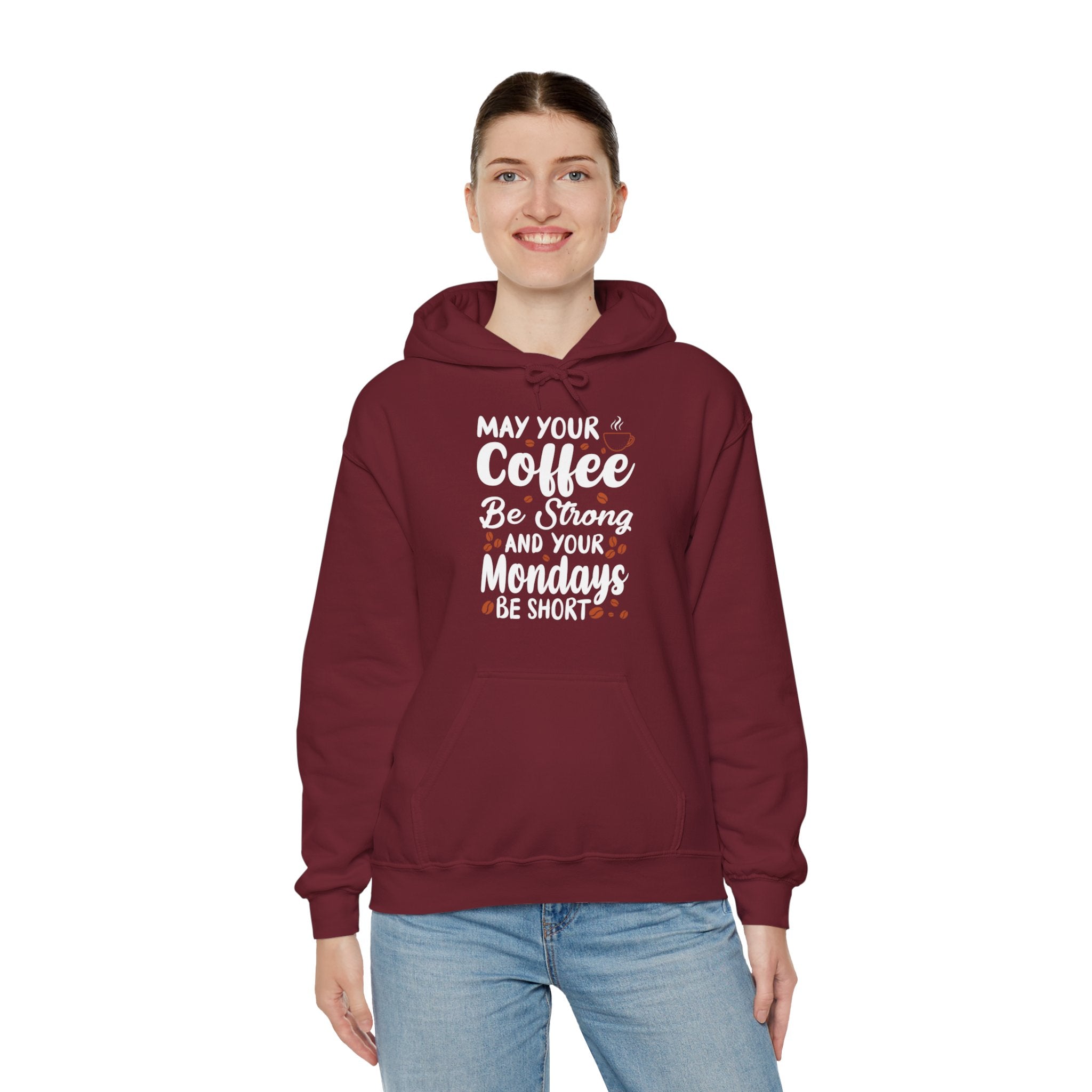 "MAY YOUR COFFEE BE STRONG AND YOUR MONDAYS BE SHORT" Unisex Heavy Blend™ Hooded Sweatshirt