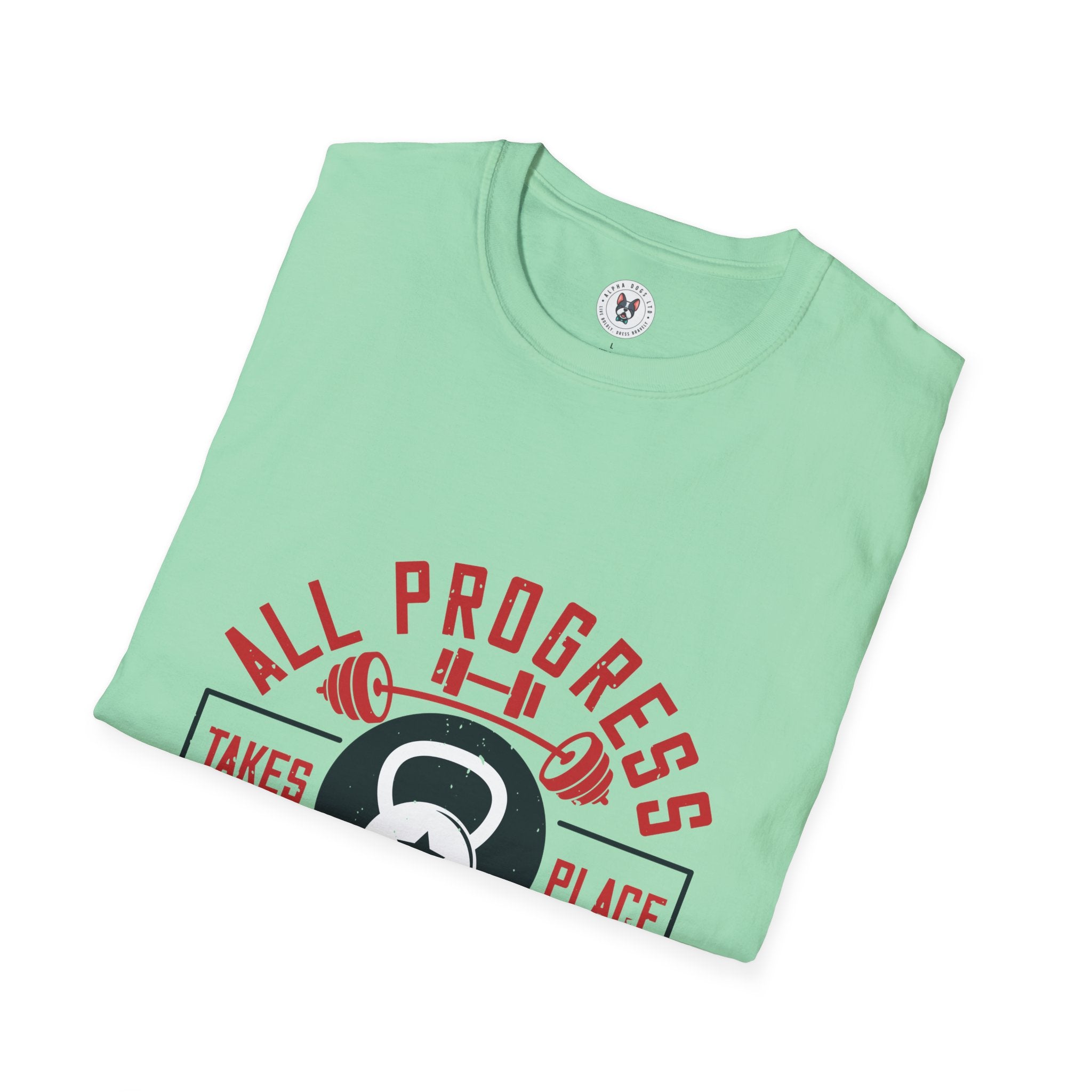 "All ProgressTakes Place Outside Of Comfort Zone" Unisex Soft style T-Shirt