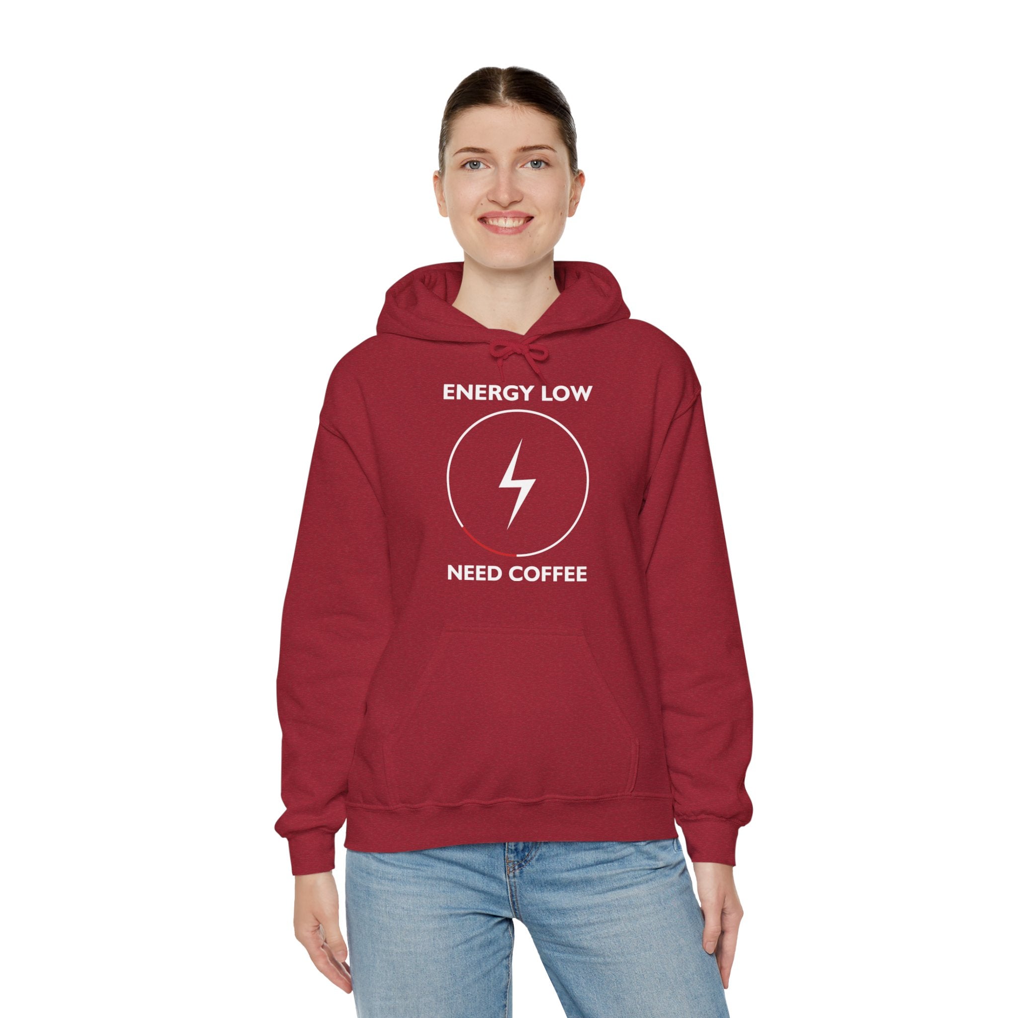 "ENERGY LOW NEED COFFEE" Unisex Heavy Blend™ Hooded Sweatshirt