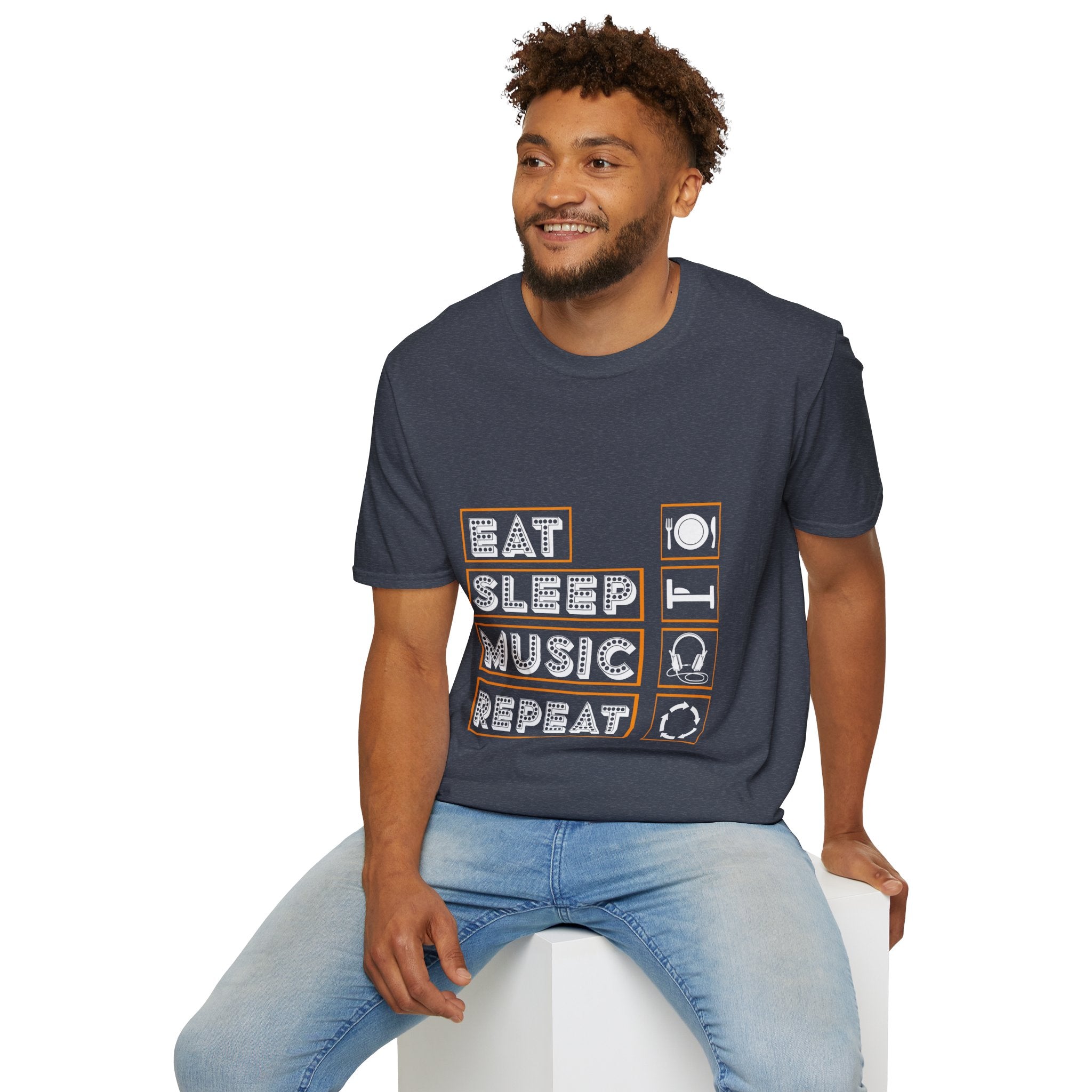 "Eat Sleep Music Repeat" Unisex Soft style T-Shirt