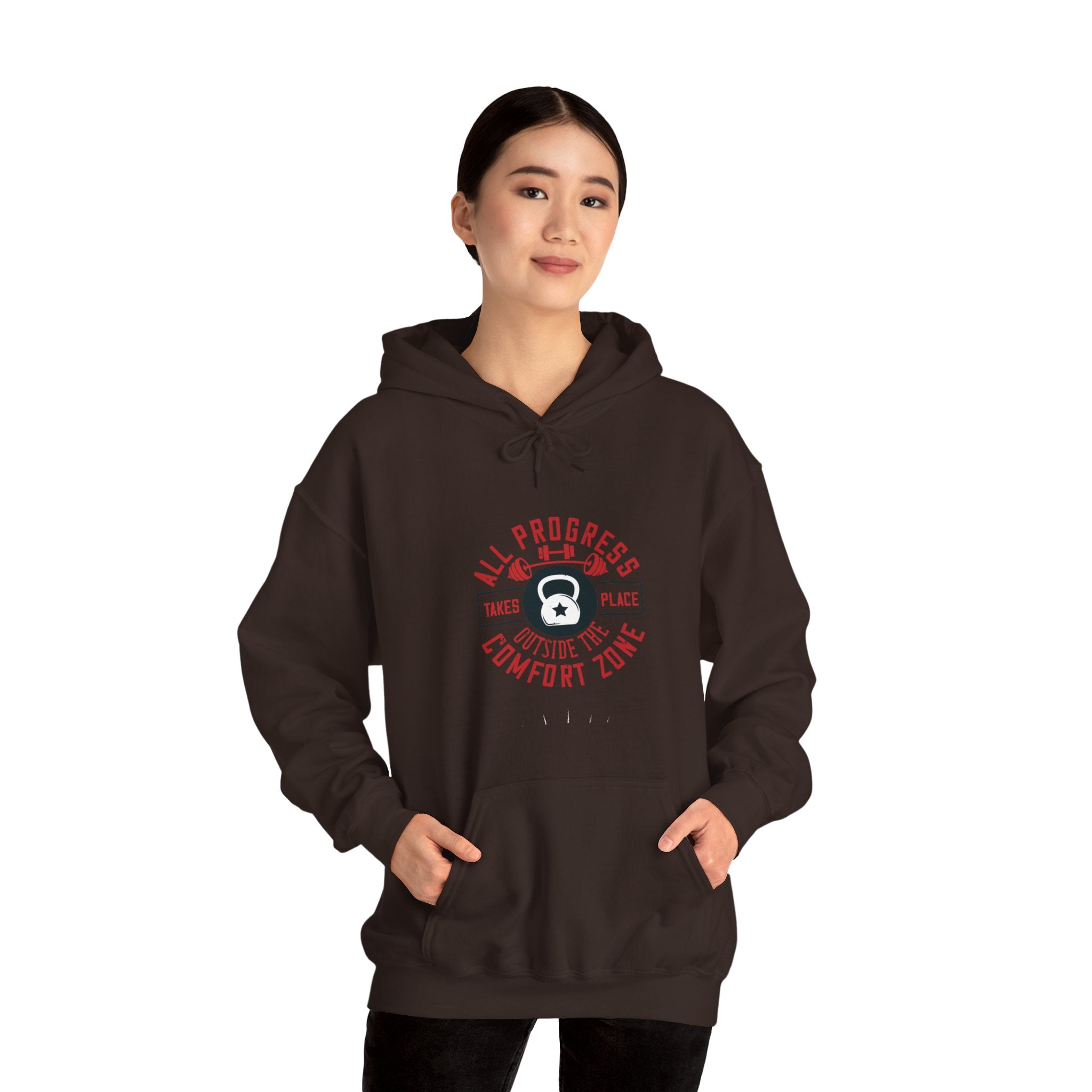 "All ProgressTakes Place Outside Of Comfort Zone" Unisex Heavy Blend™ Hooded Sweatshirt