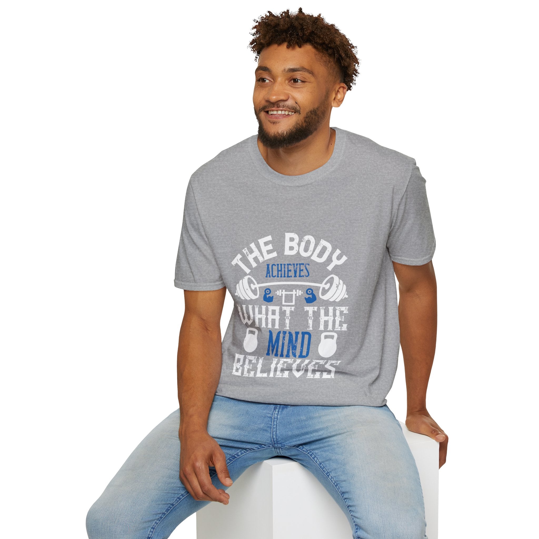 "The body achieves what the mind believes" Unisex Soft style T-Shirt