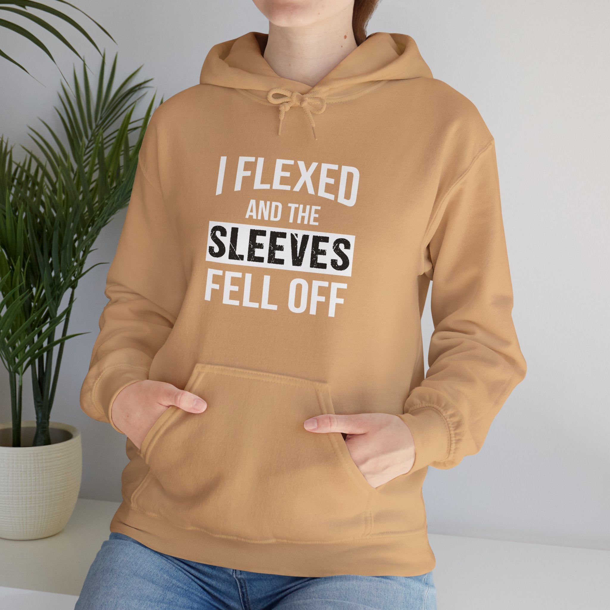 "I Flexed And The Sleeves Fell Off" Unisex Heavy Blend™ Hooded Sweatshirt