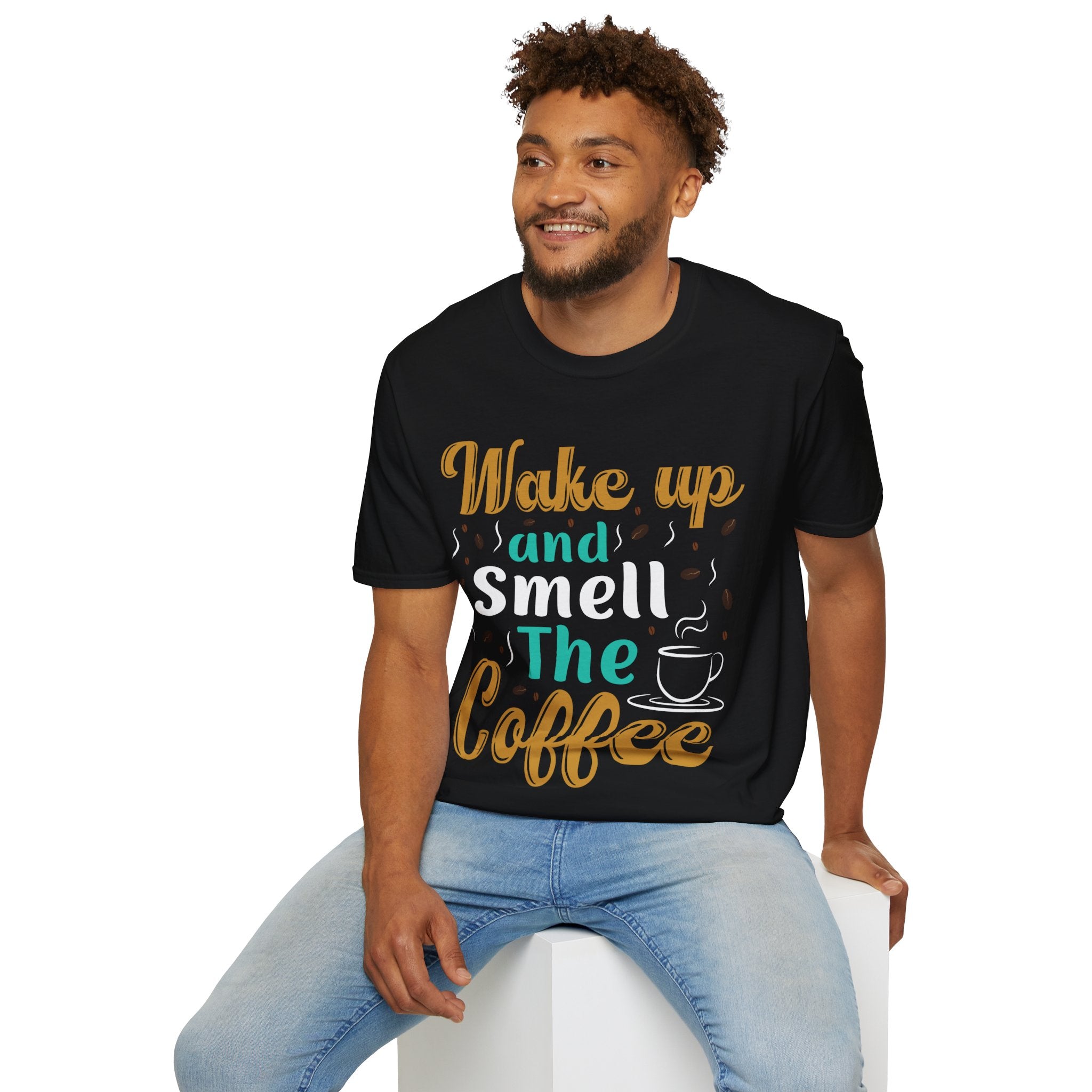 "WAKE UP AND SMELL THE COFFEE" Unisex Soft style T-Shirt