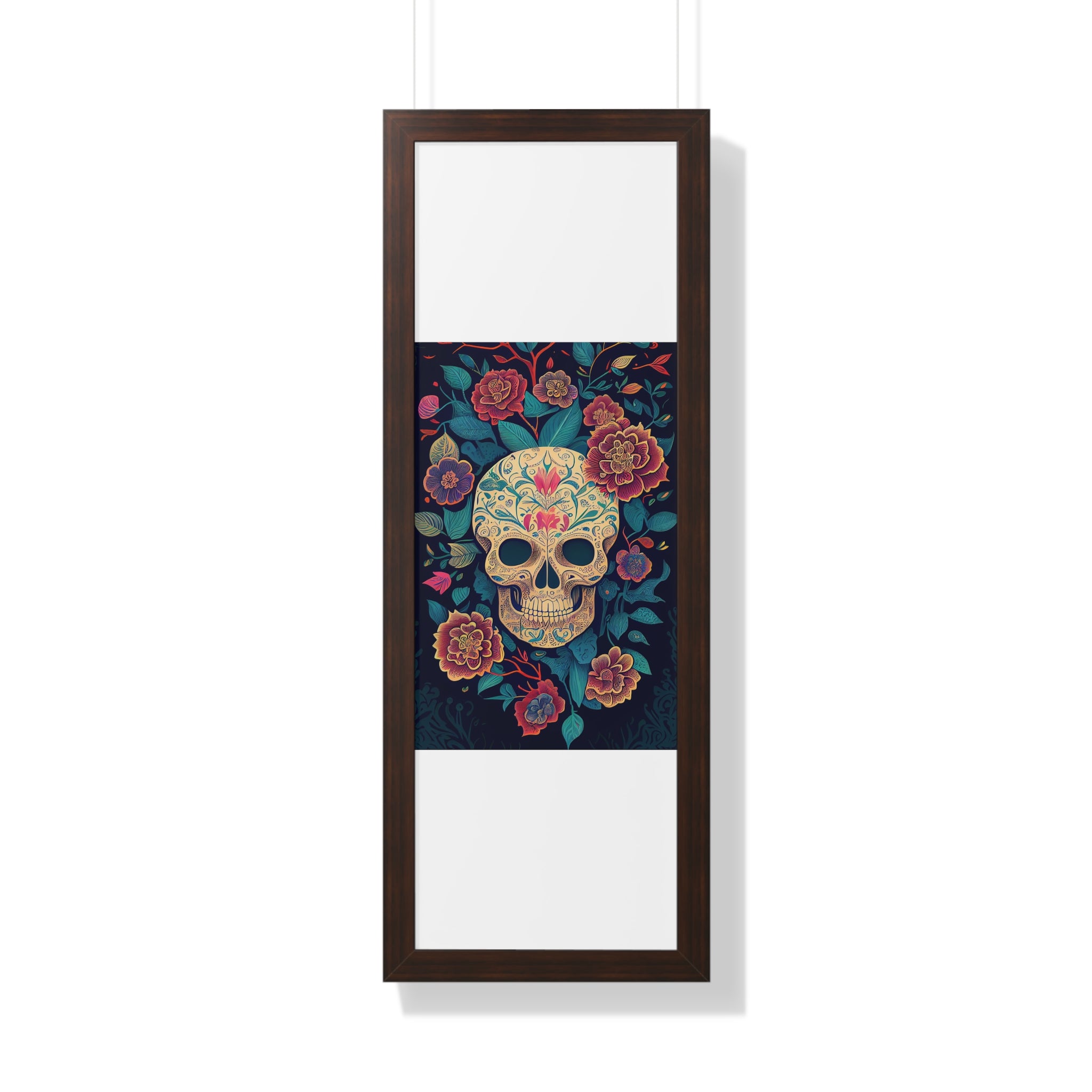 "BEIGE CHINOISERIE SUGAR SKULL" Framed Vertical Poster